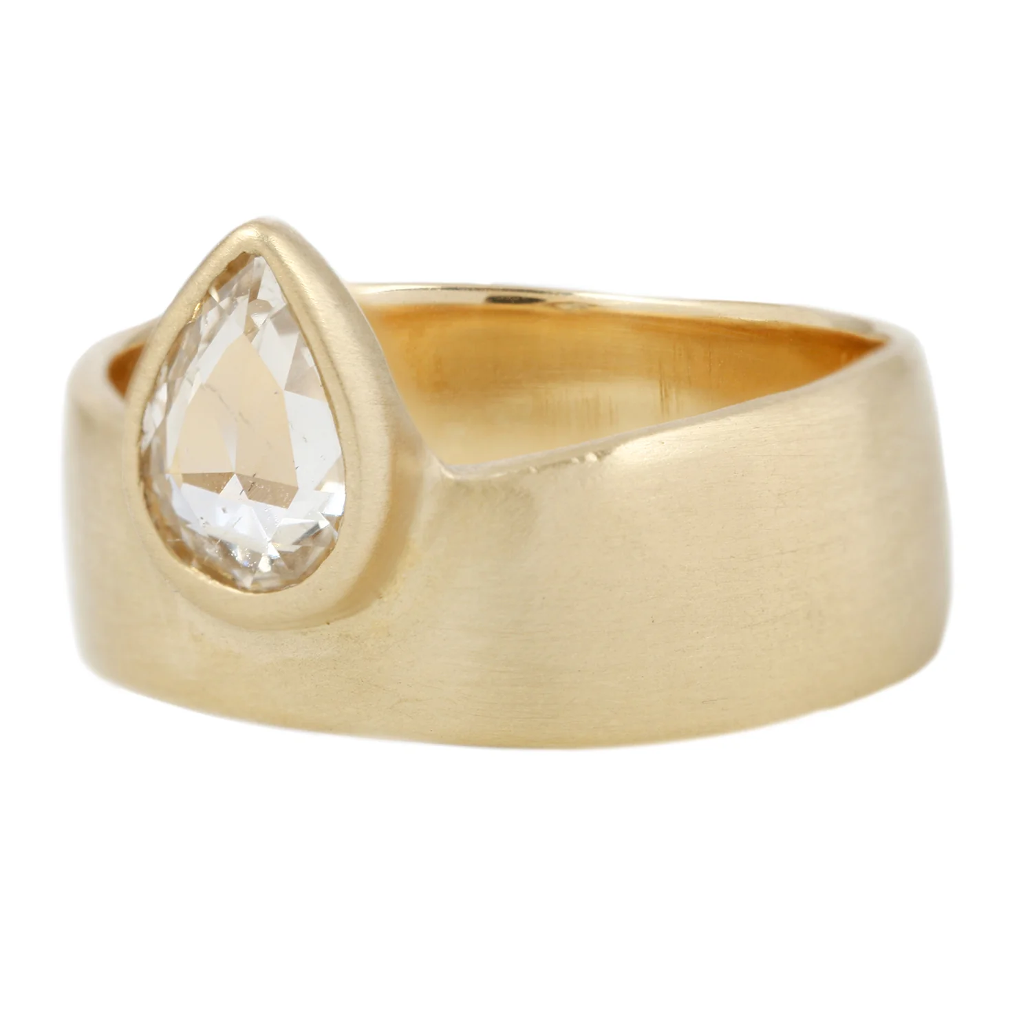 Pear Rose Cut Diamond Smooth Band - Image 3