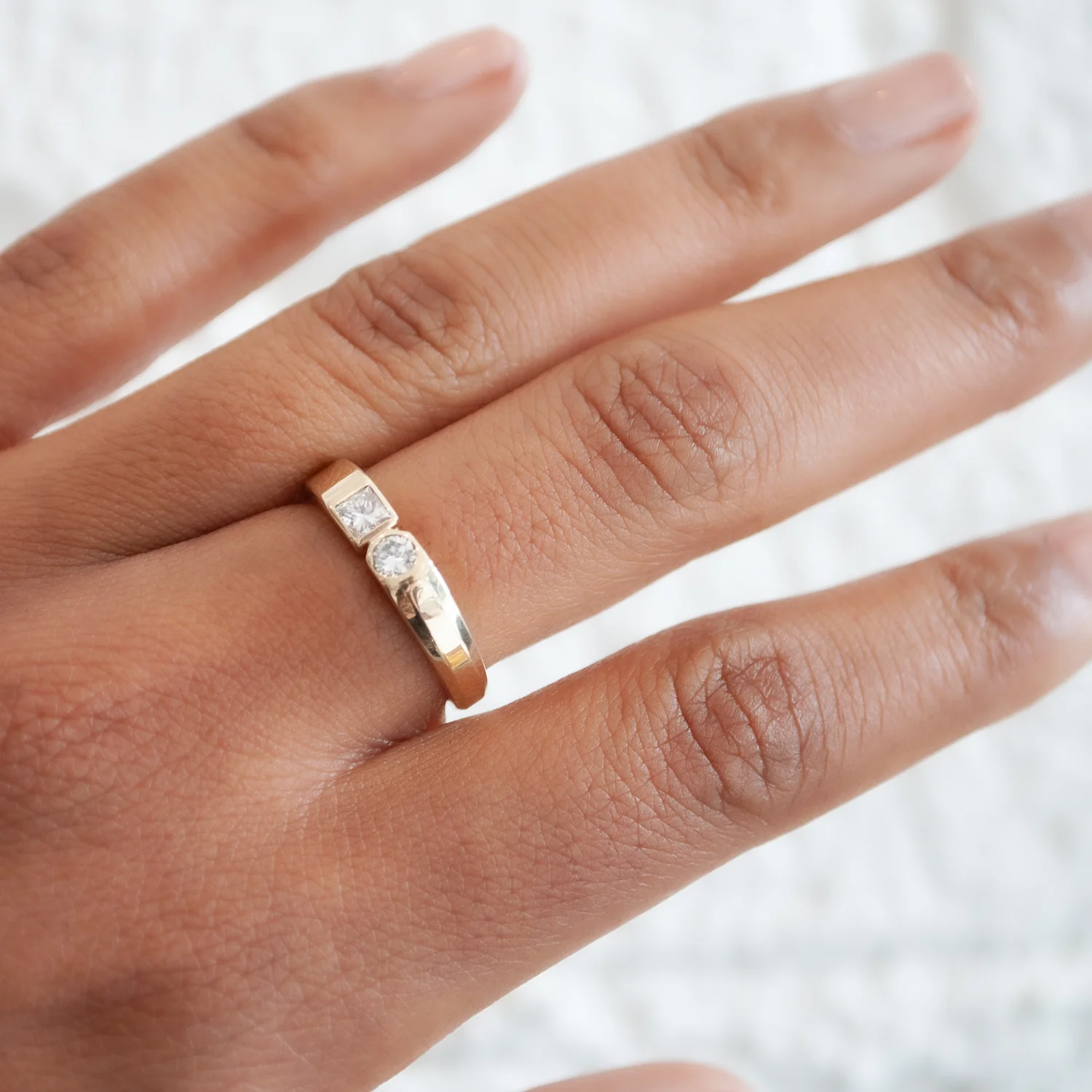 Princess Cut Diamond Dyad Signet Ring - Image 2