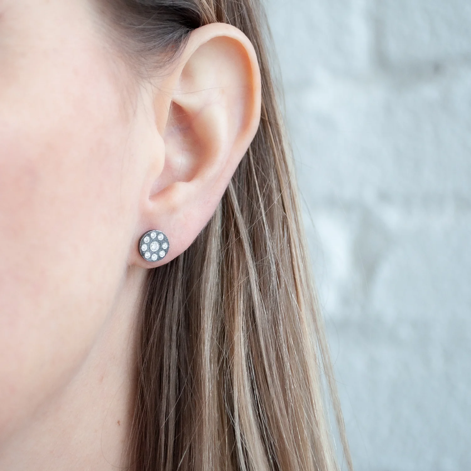 Ronde Silver Diamond Studs - Image 2
