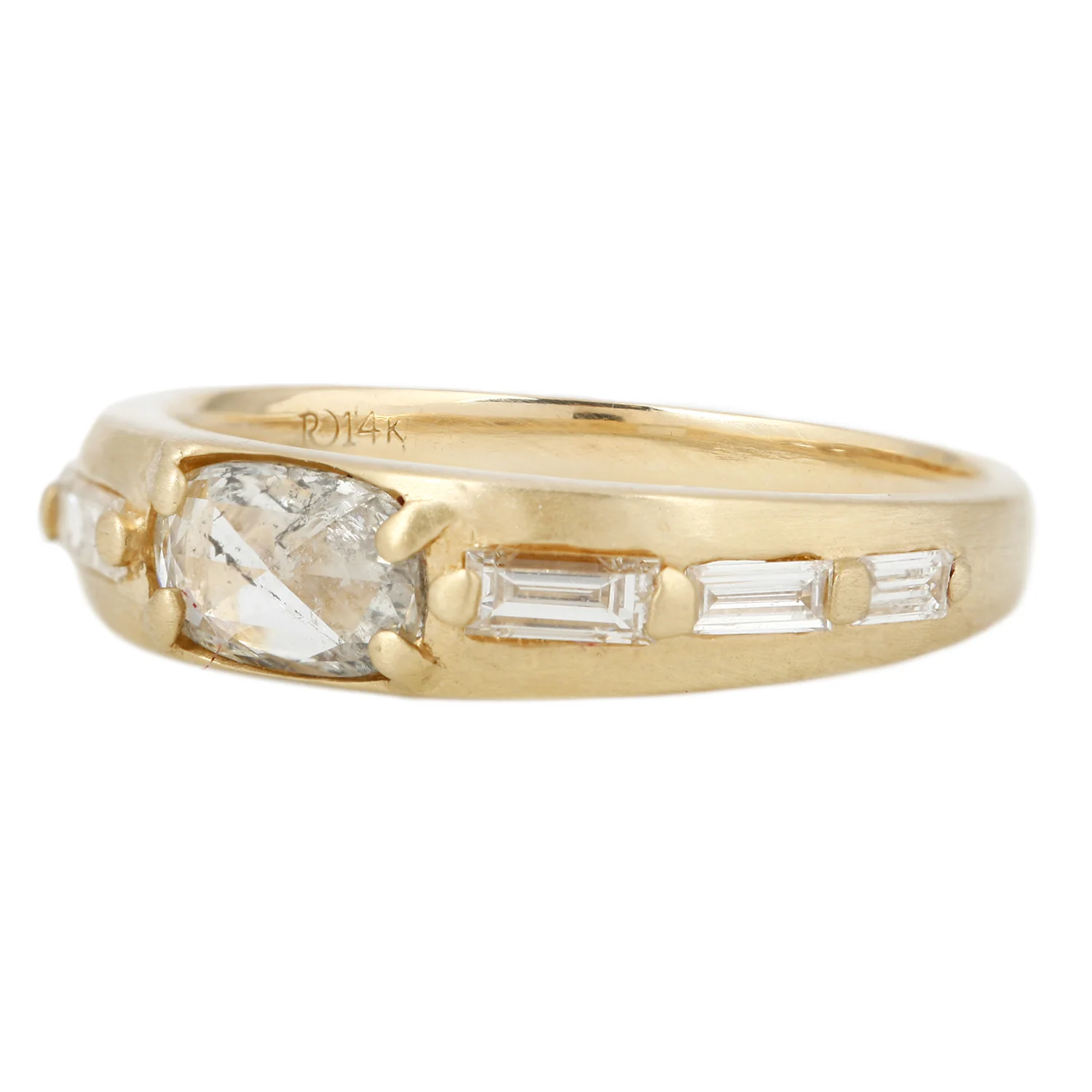 Rose Cut Rectangle & Baguette Diamond Band - Image 3