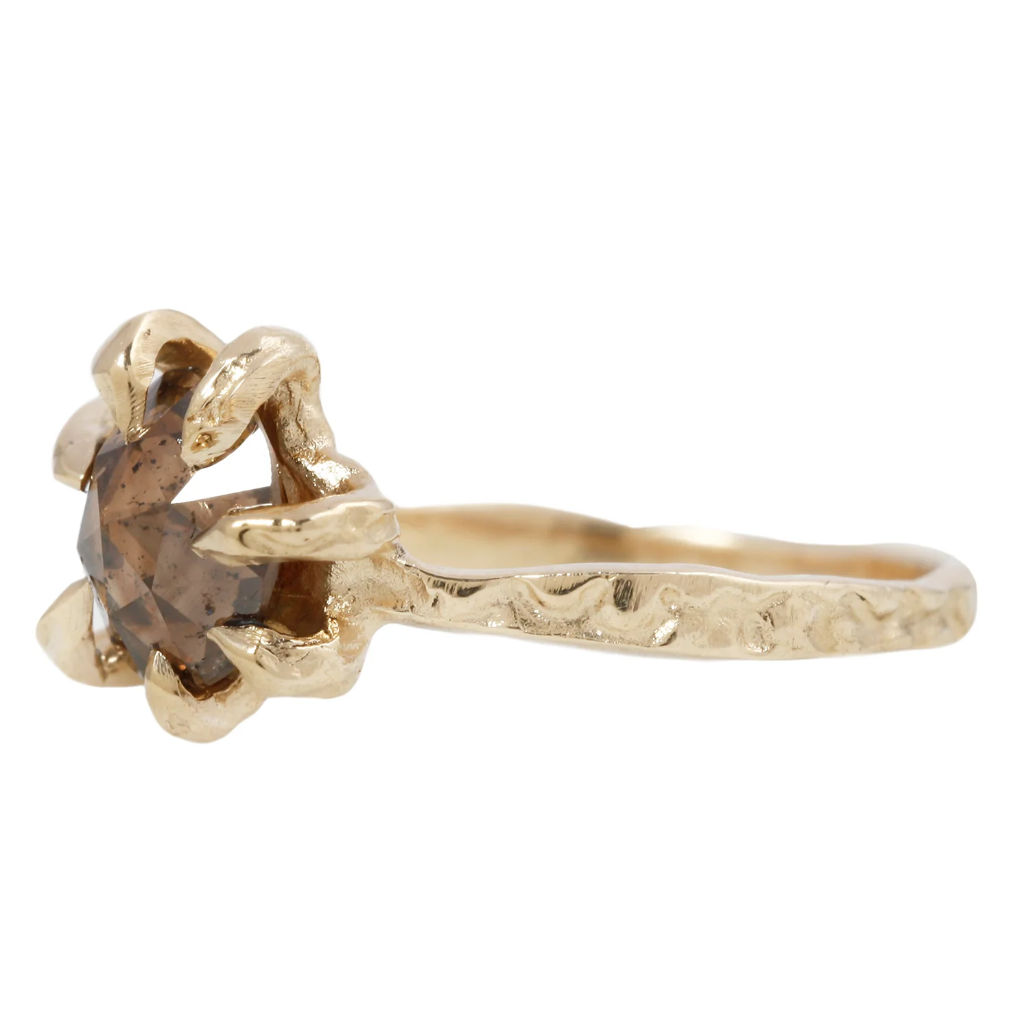 Round Cognac Stingray Claw Solitaire - Image 3