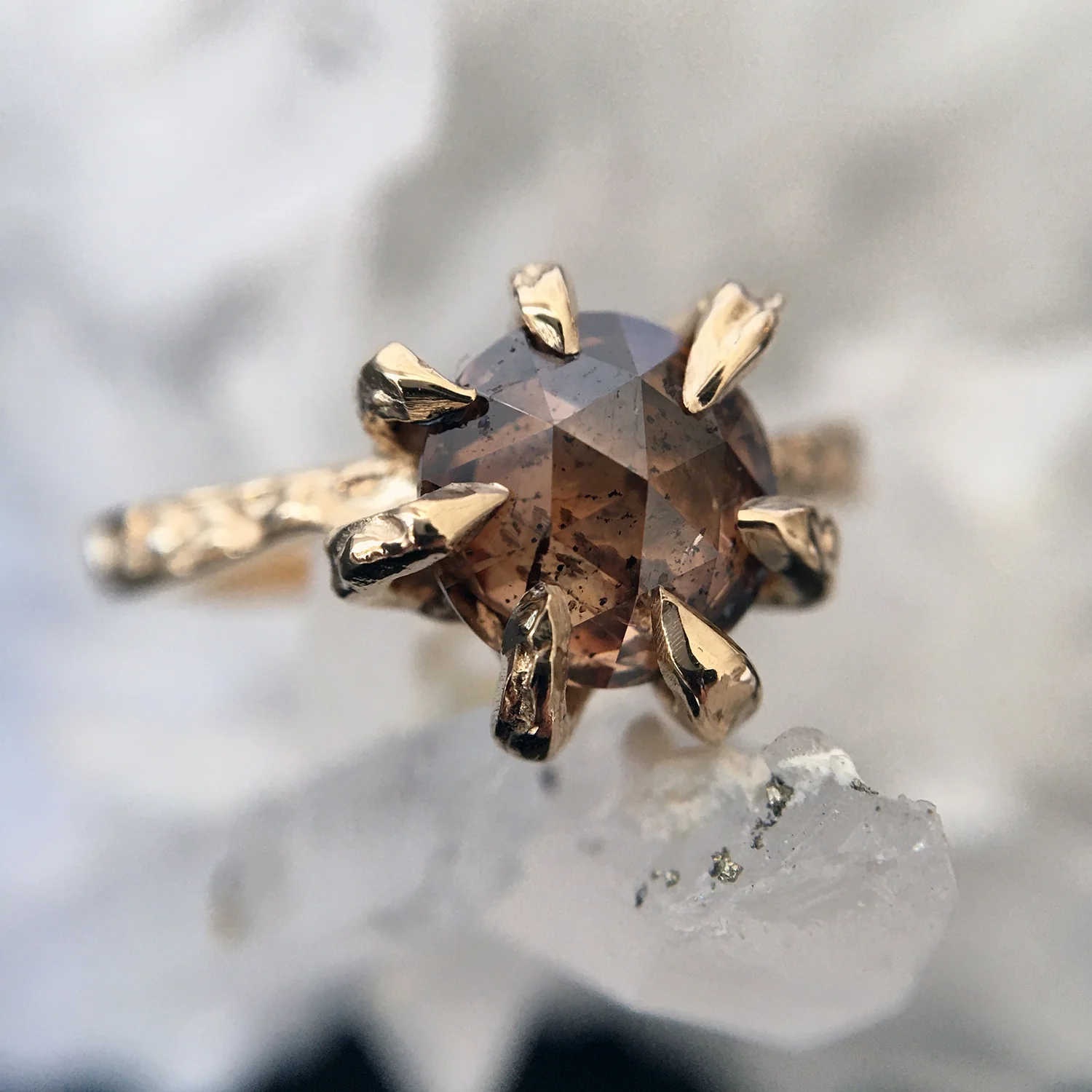 Round Cognac Stingray Claw Solitaire - Image 4