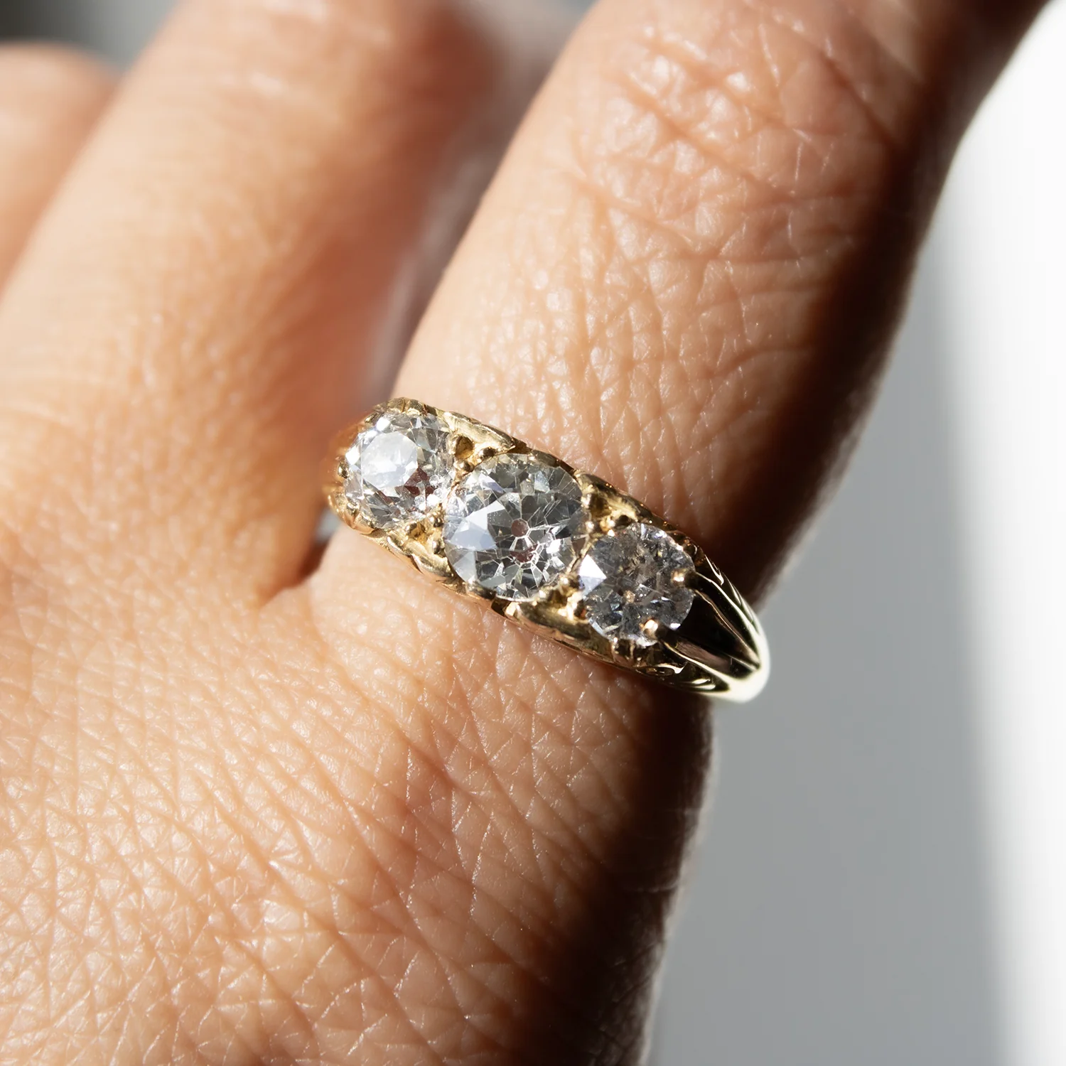 Royal Diamond Carved Half Hoop Ring - Image 2