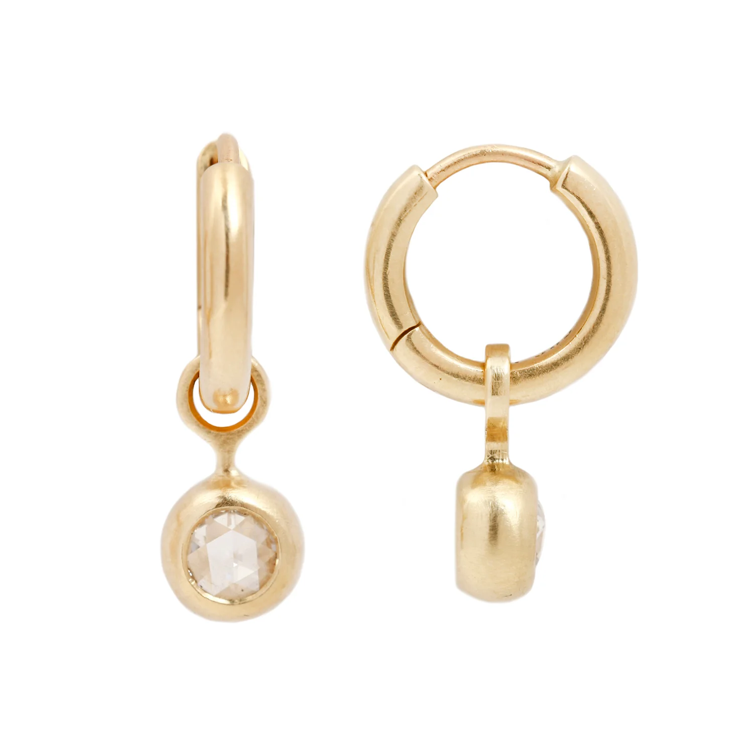 Rosecut Diamond & Gold Hoop Earrings - Image 3