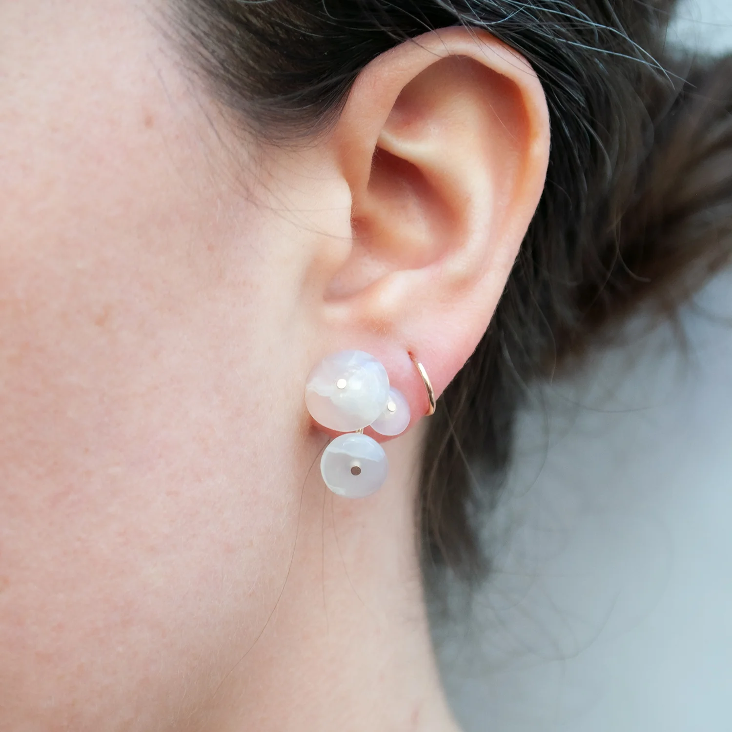Three Part Agate Lichen Earrings - Image 2
