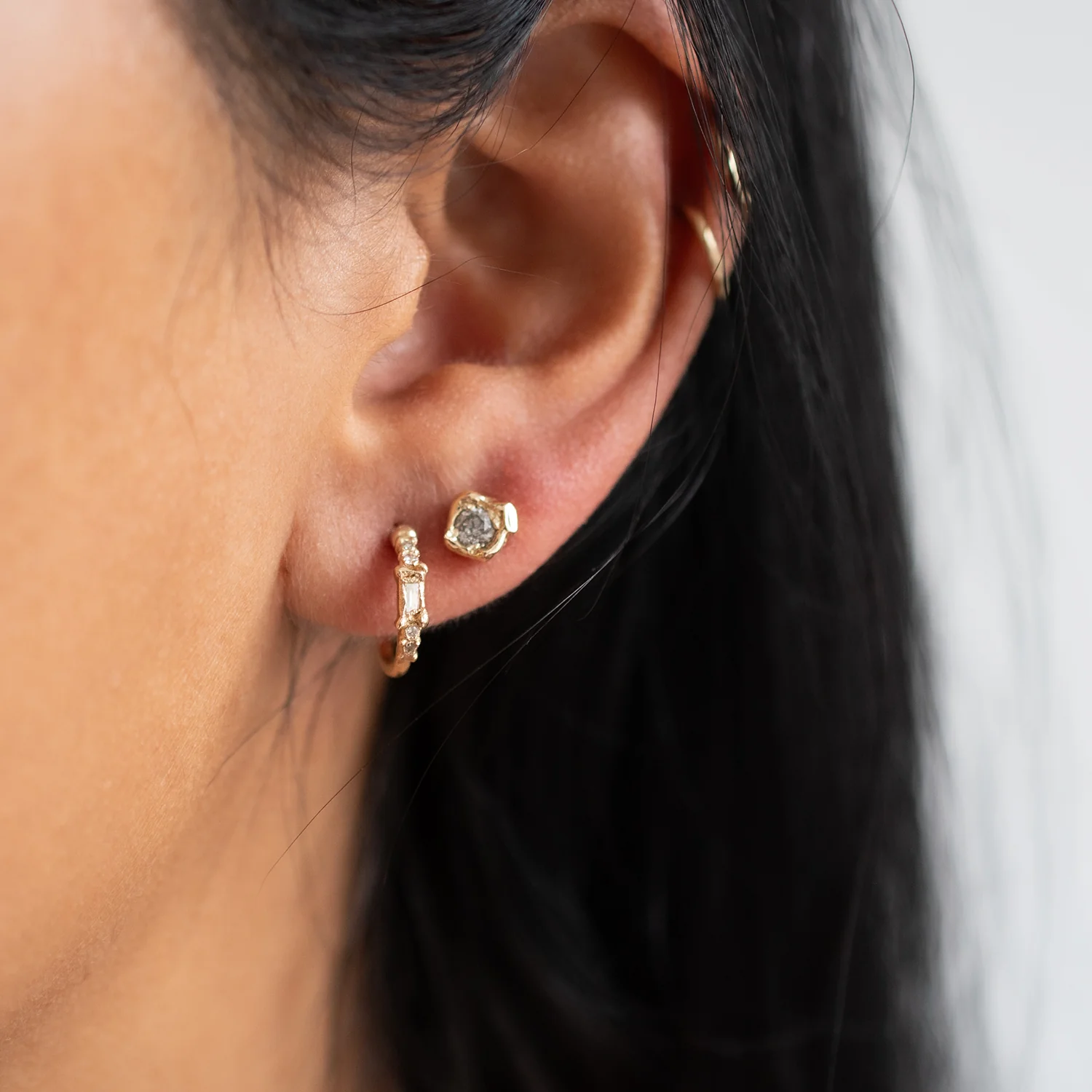 Salt & Pepper Organic Diamond Studs - Image 2
