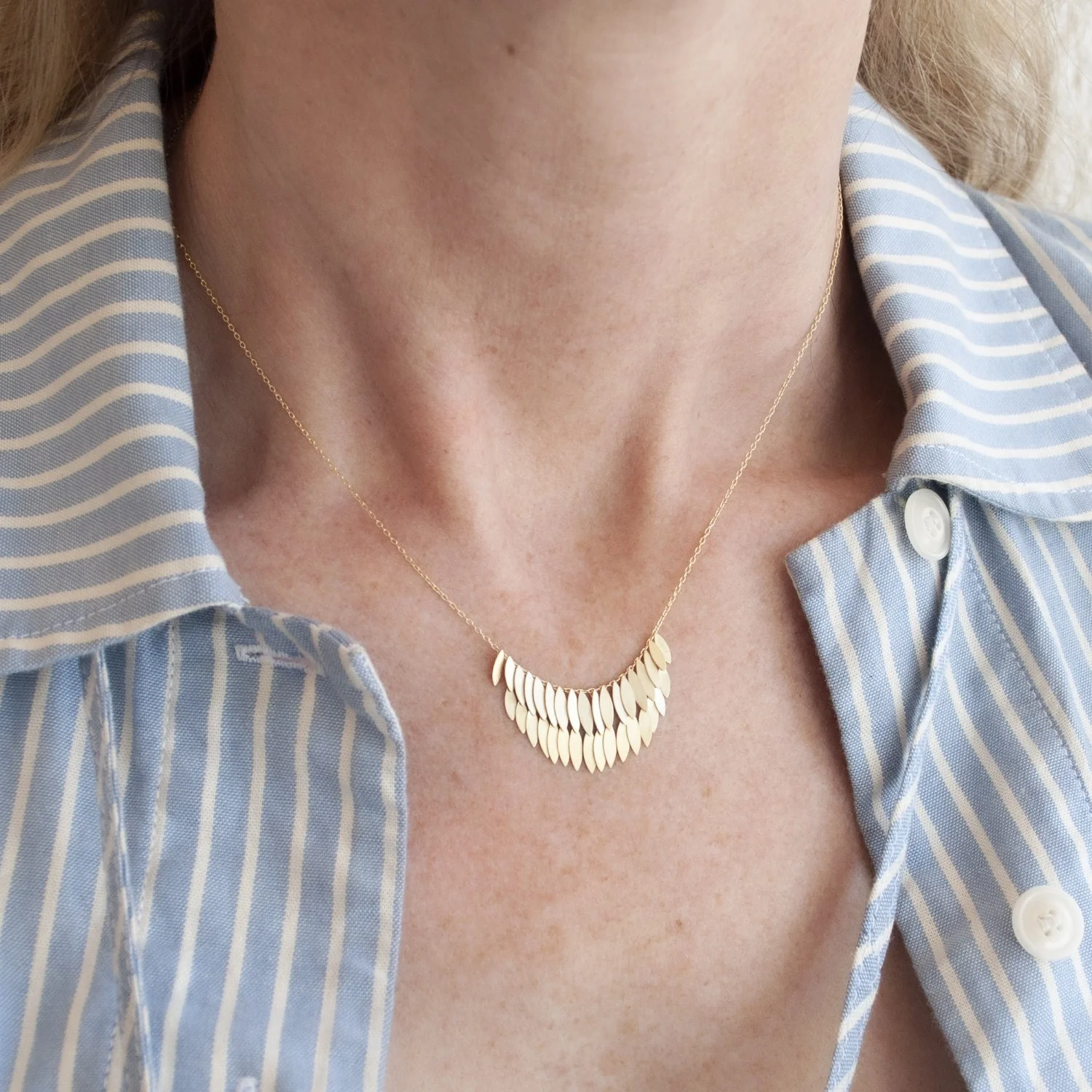Double Golden Leaf Necklace - Image 2