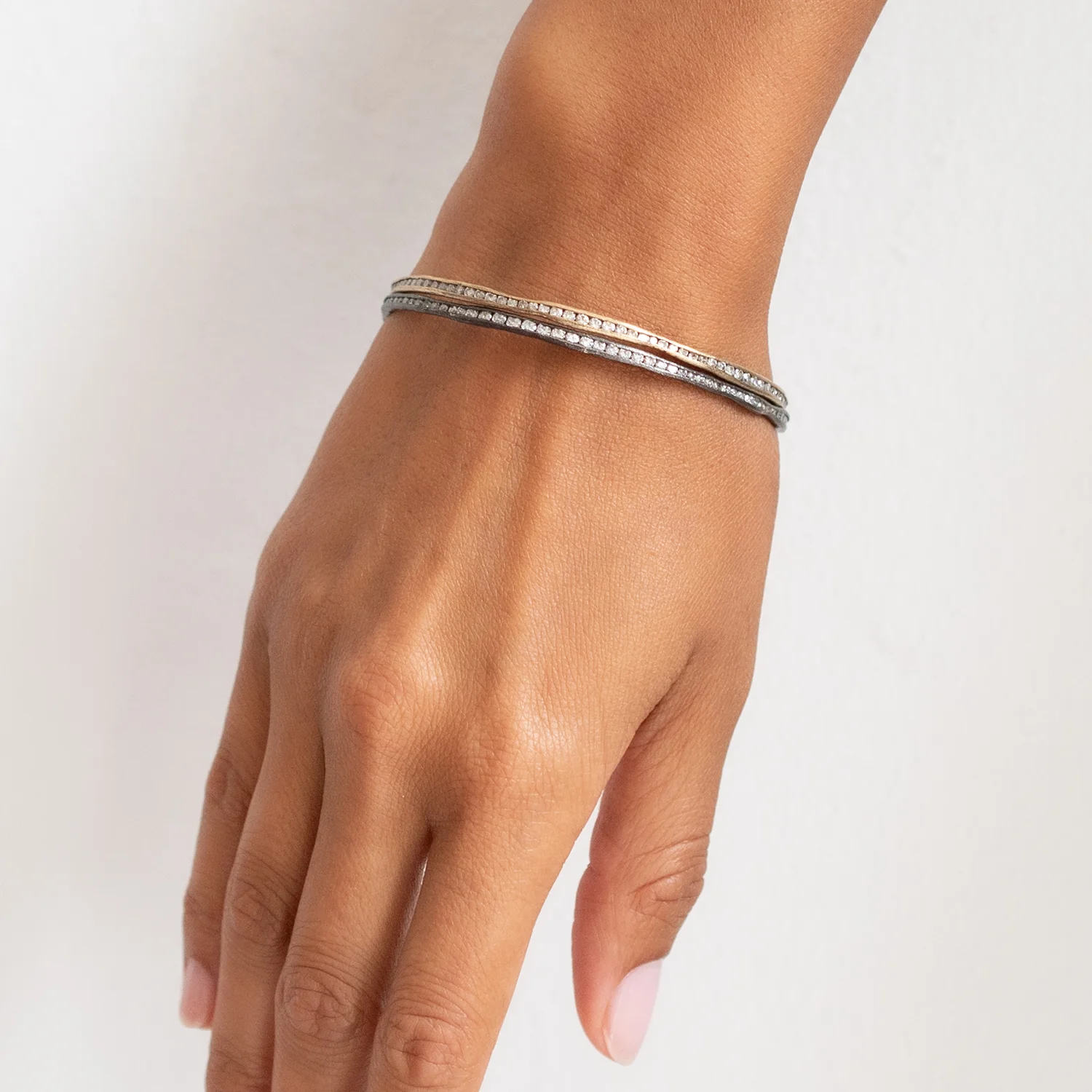 Silver & Diamond Fissure Bangle - Image 2