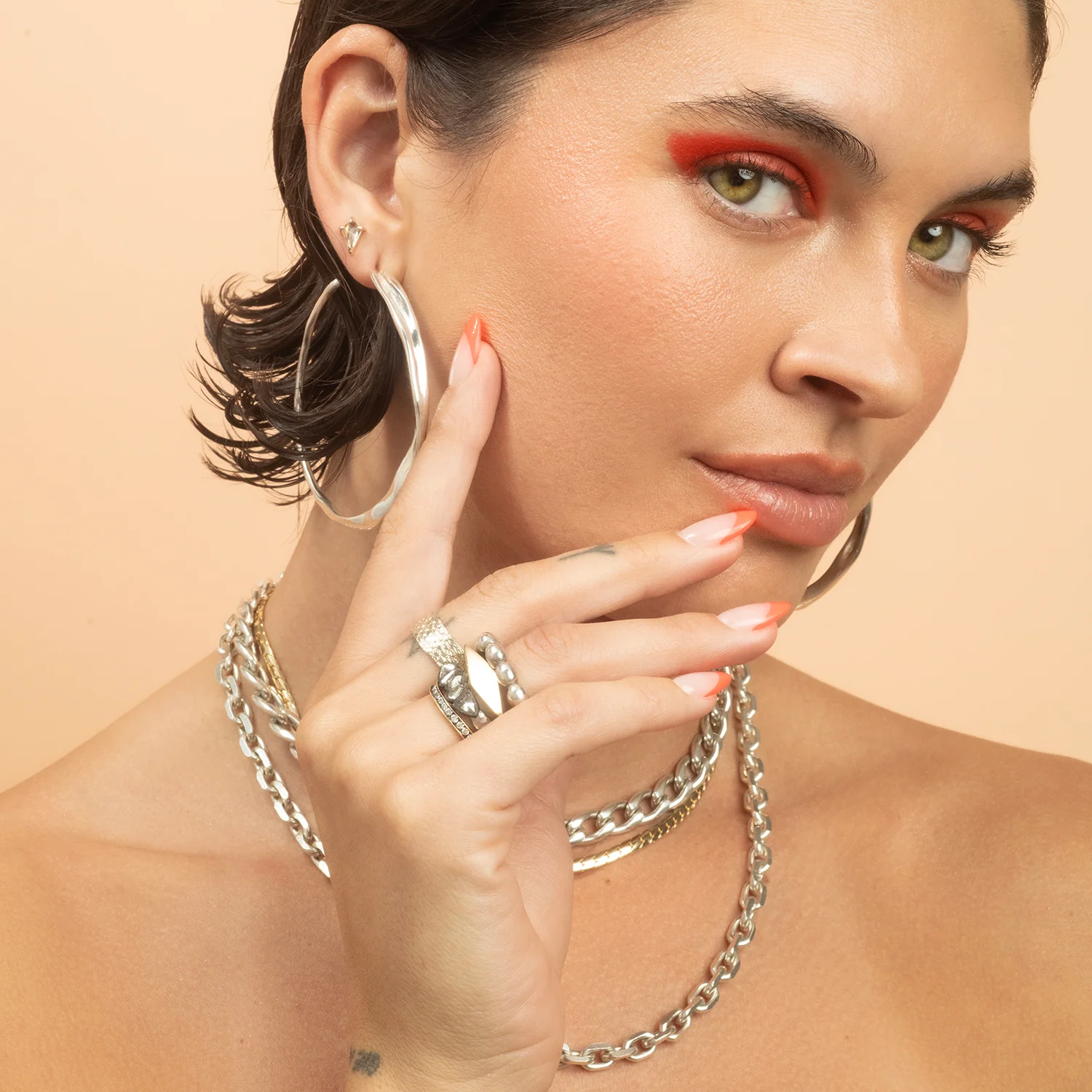 Silver Faceted Link Chain Necklace - Image 4