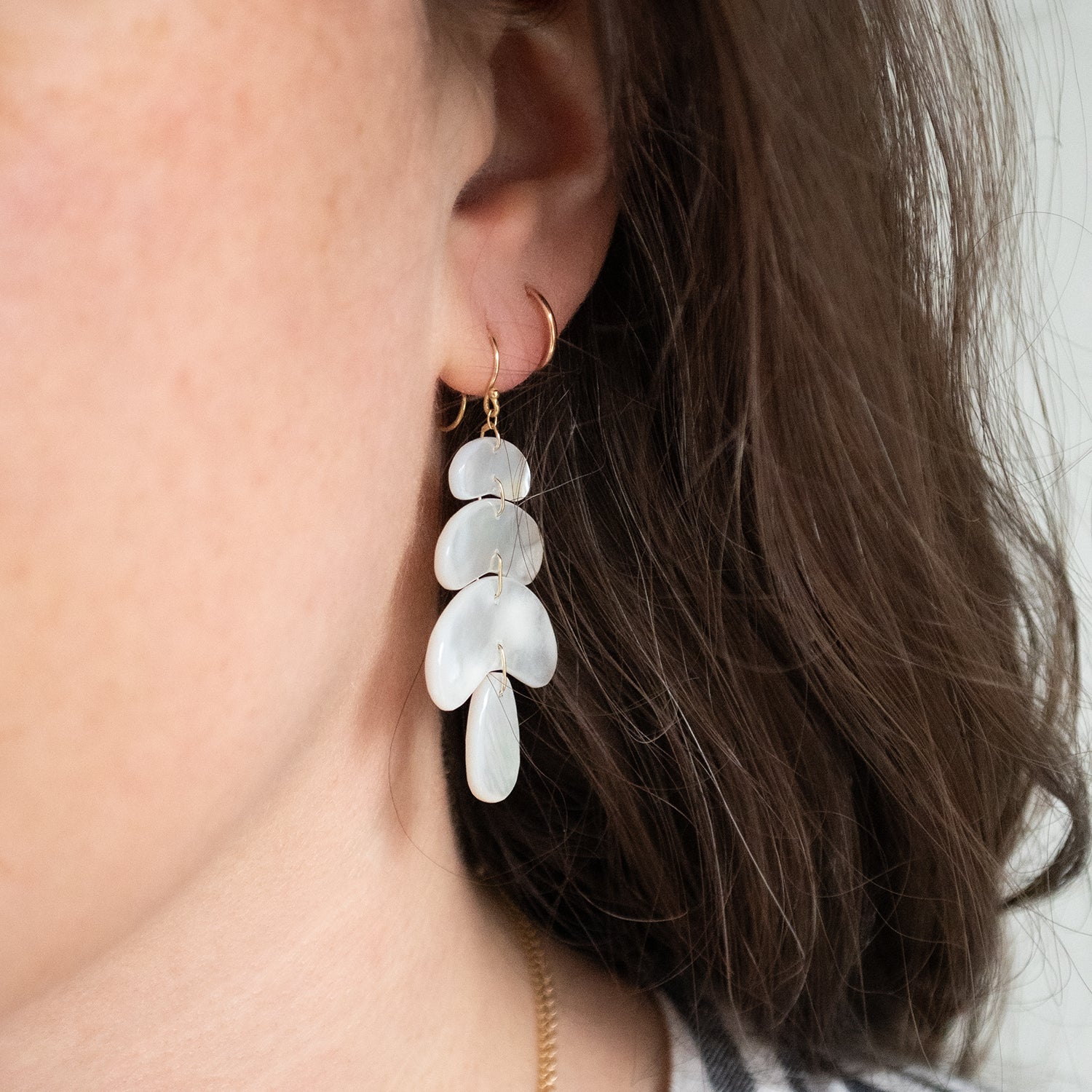 Small Mother of Pearl Totem Earrings - Image 2
