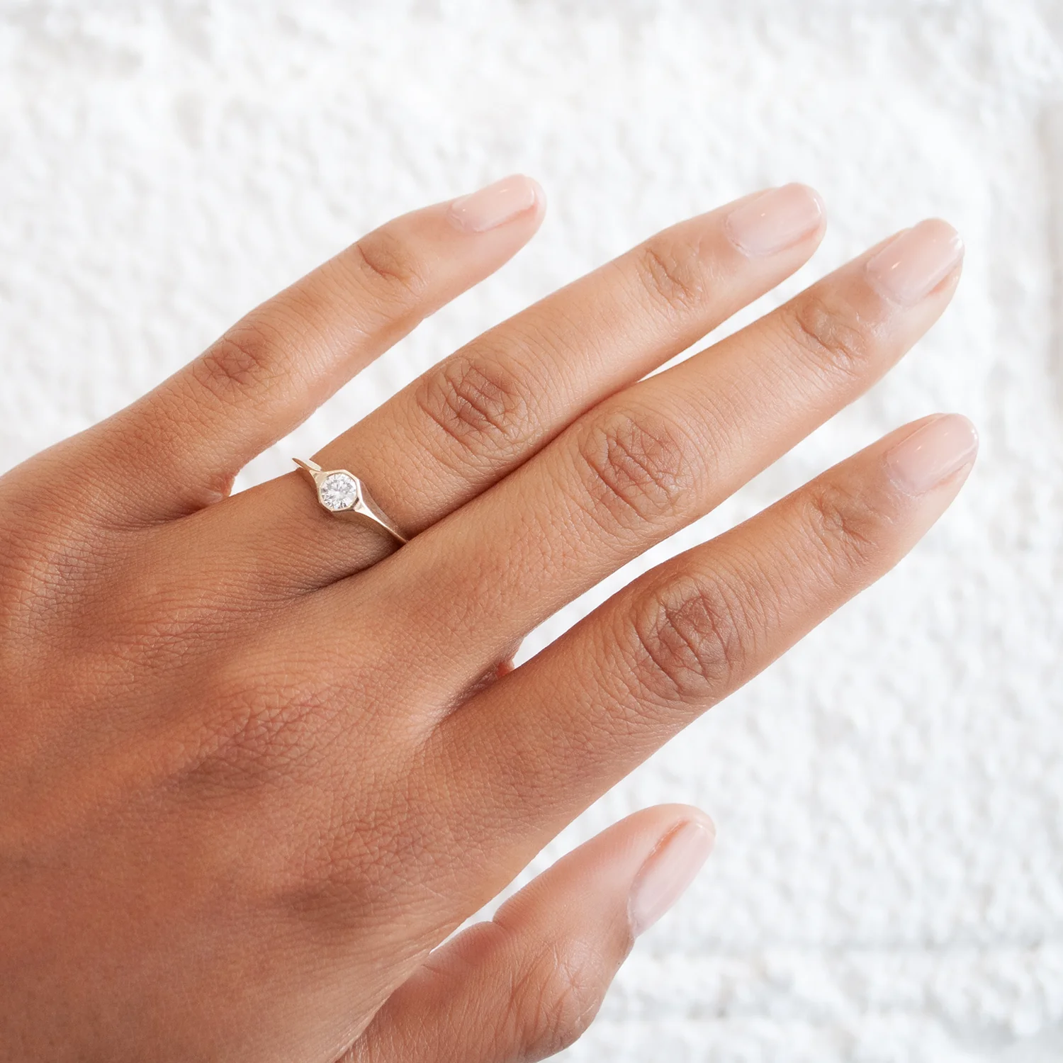 Small Round Diamond Signet Ring - Image 2