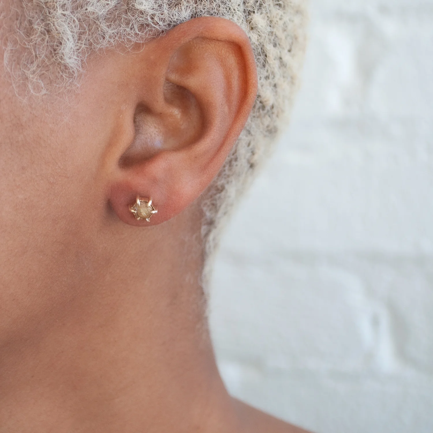 Small Yellow Quartz Hexagon Studs - Image 2