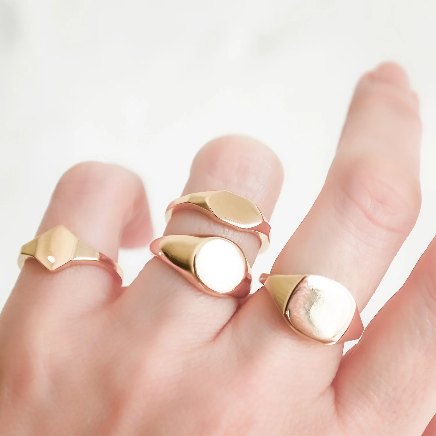 Square Gold Signet Ring - Image 6