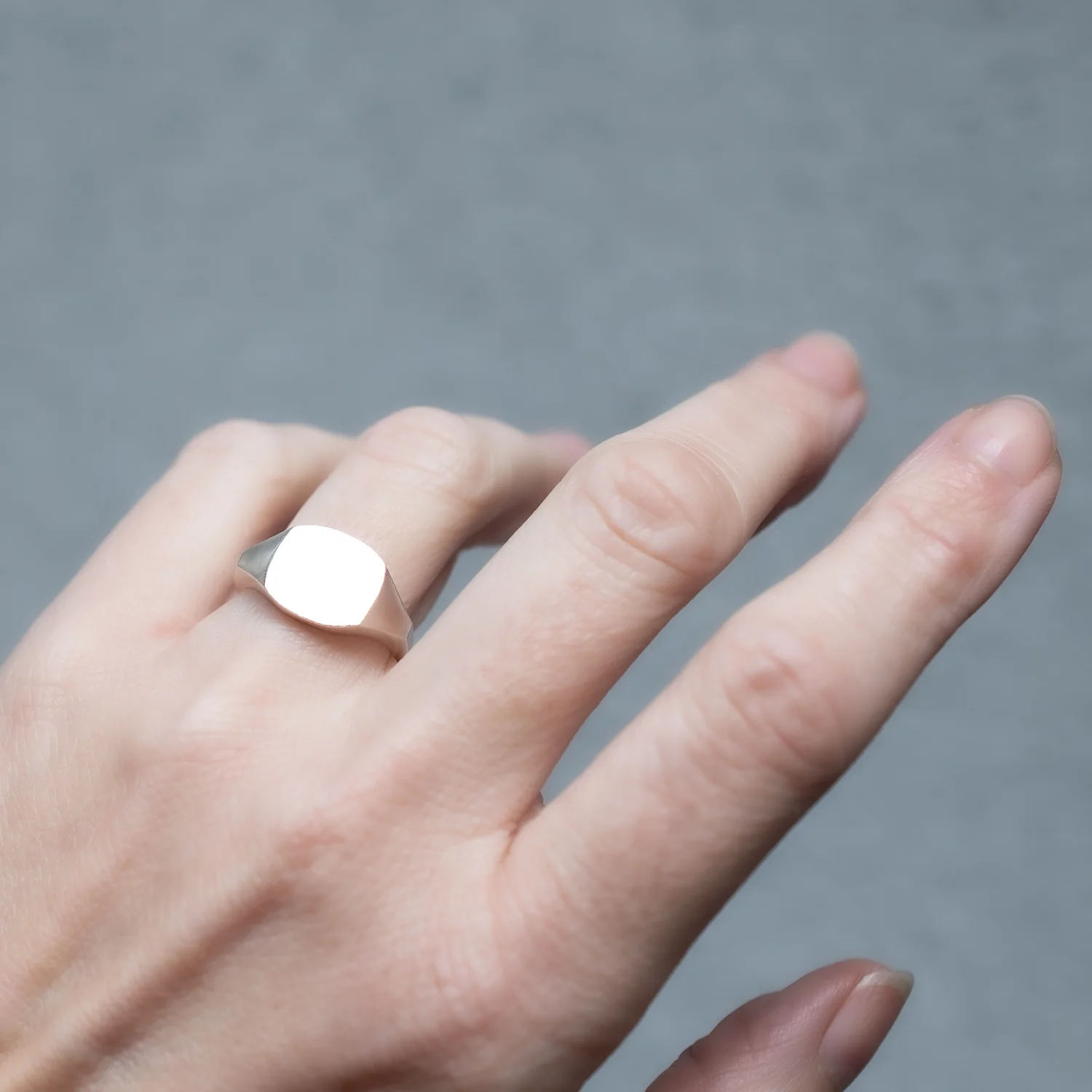 Square Silver Signet Ring - Image 2