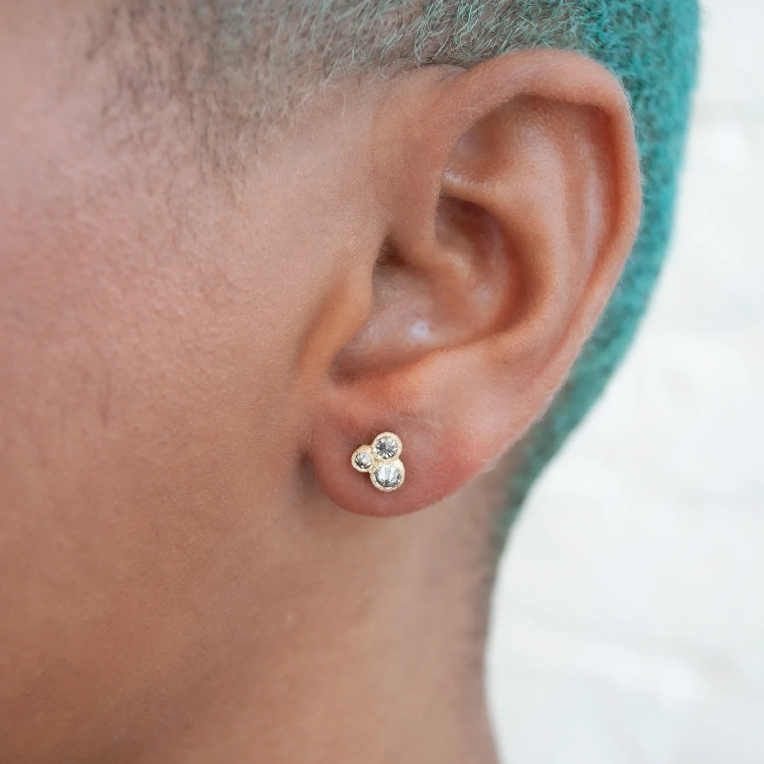 Gold Bezel Inverted Diamond Studs - Image 2
