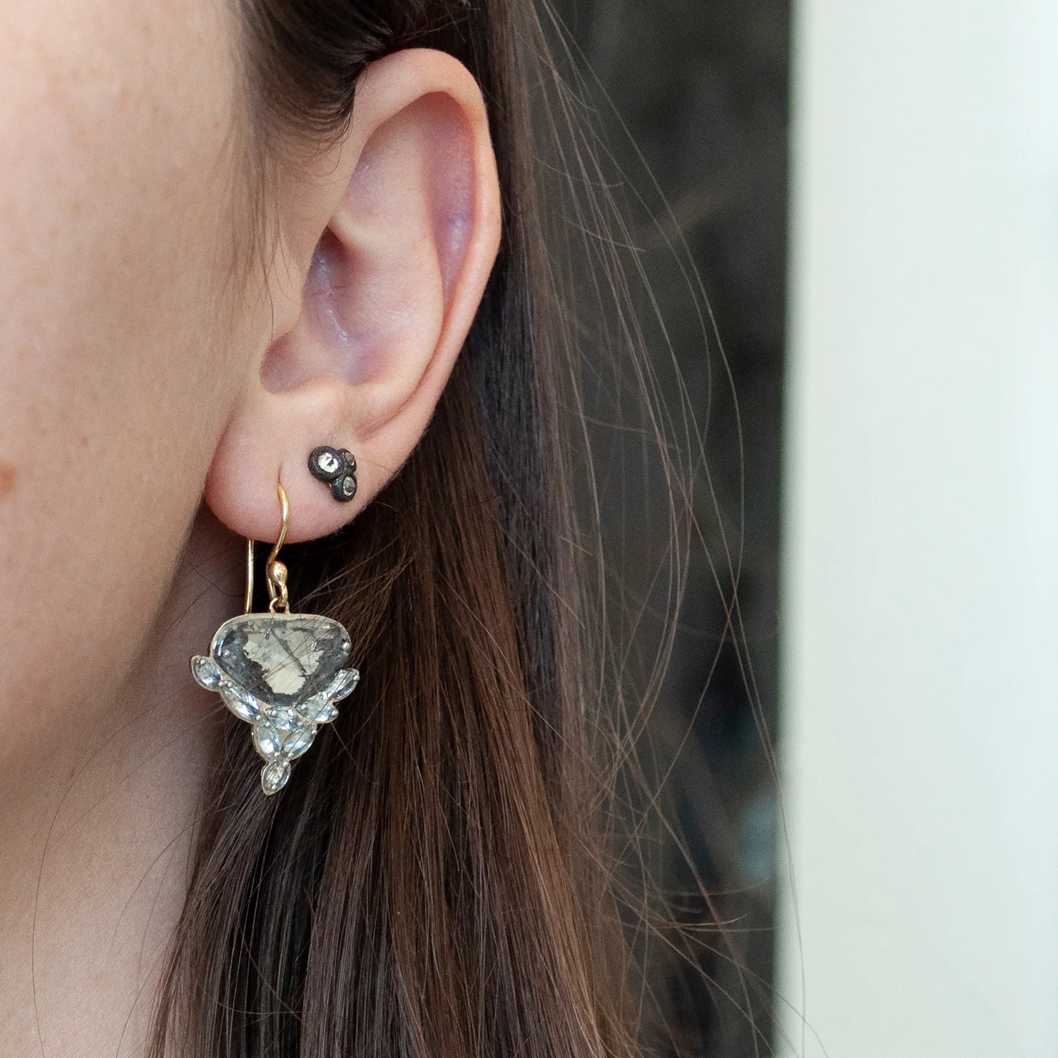 Diamond Slice Drop Earrings - Image 3