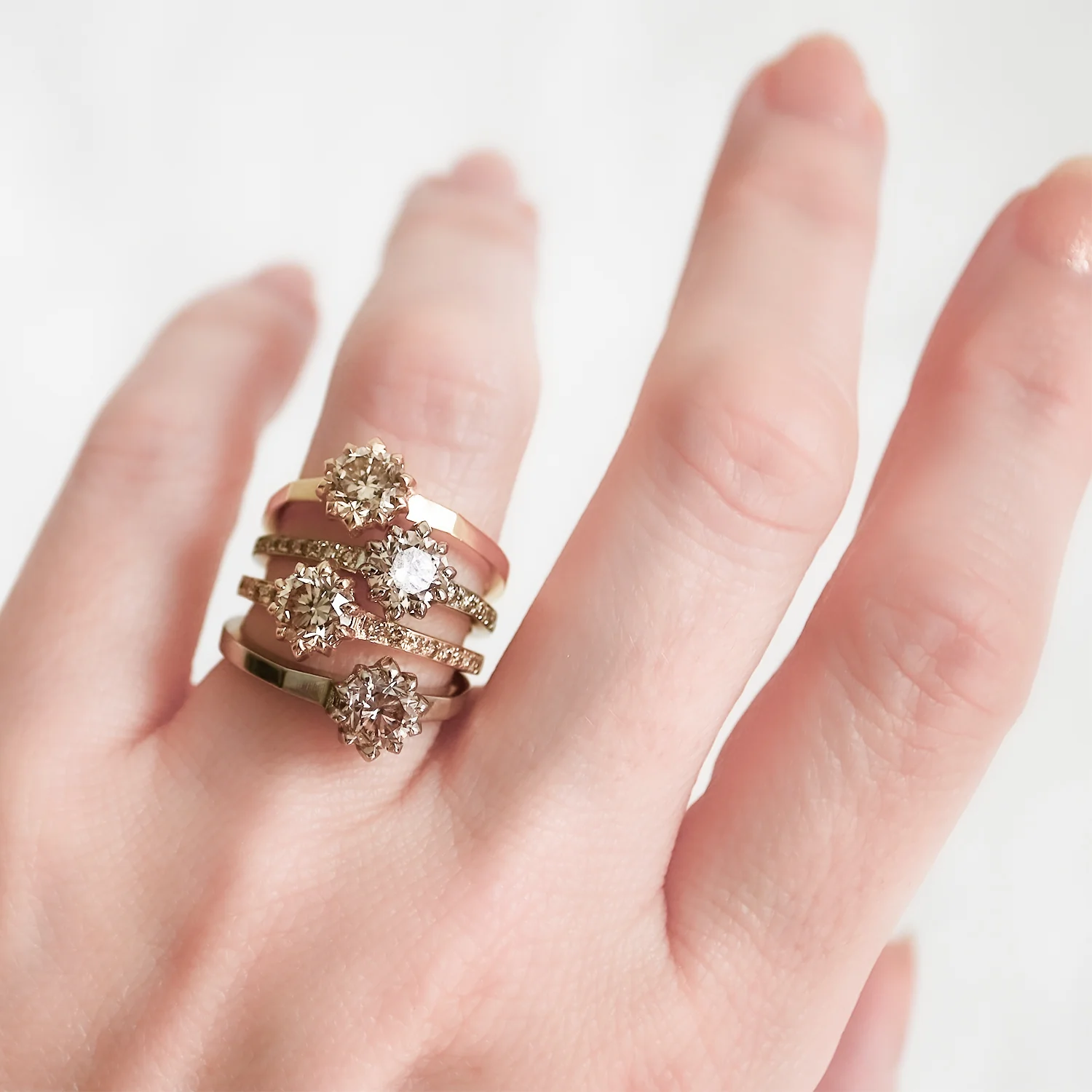 Champagne Diamond Soirée Ring - Image 8