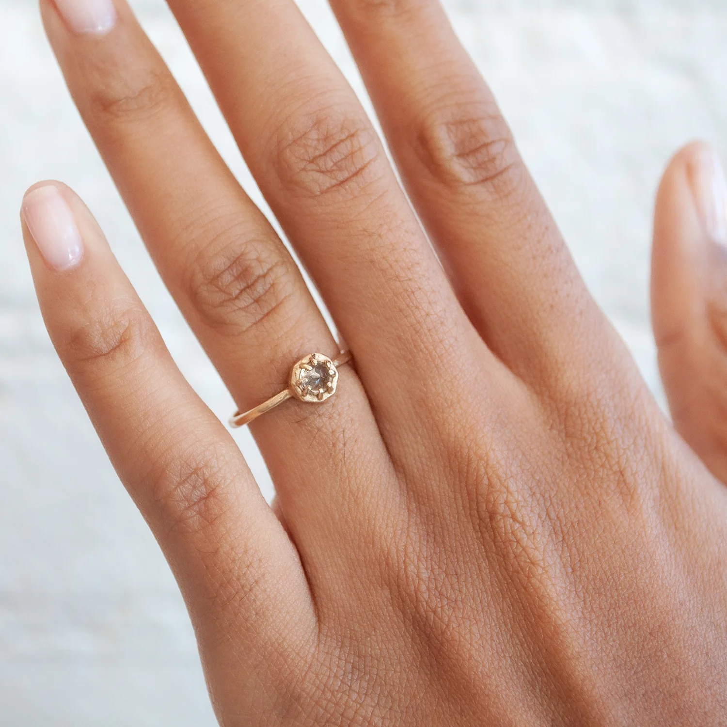 Tiny Champagne Quartz Ring - Image 2