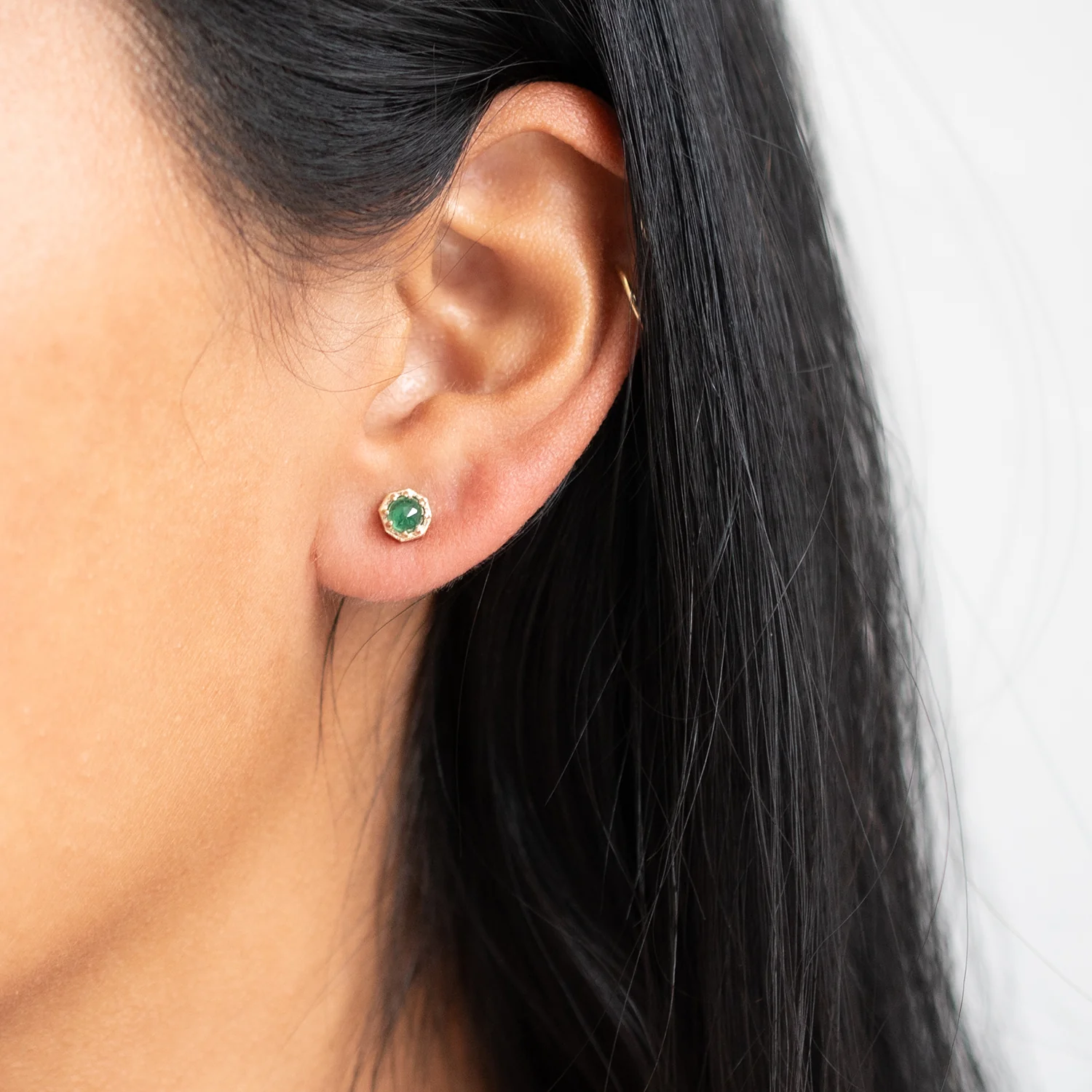Tiny Emerald Studs - Image 2