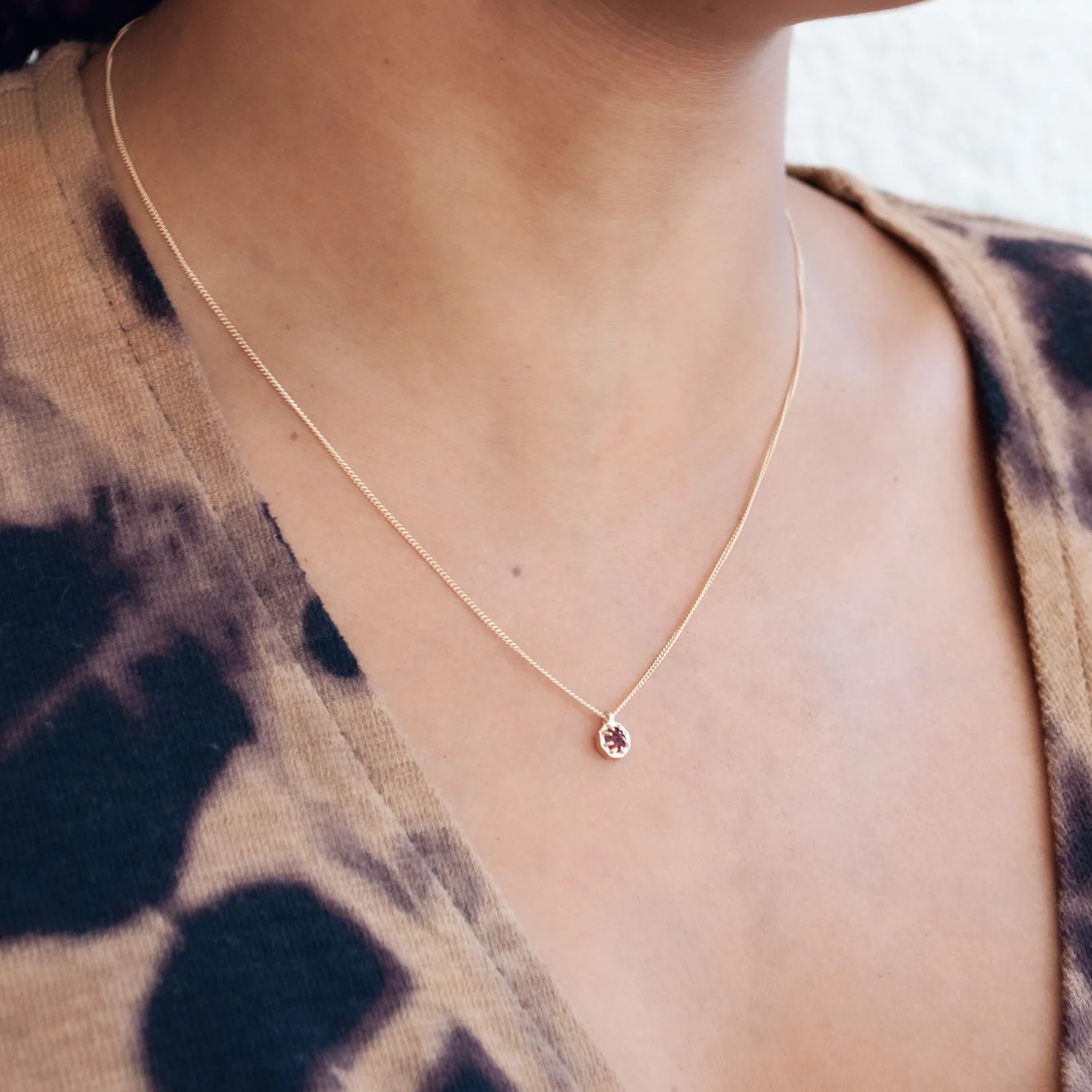Small Ruby Octagon Necklace - Image 2