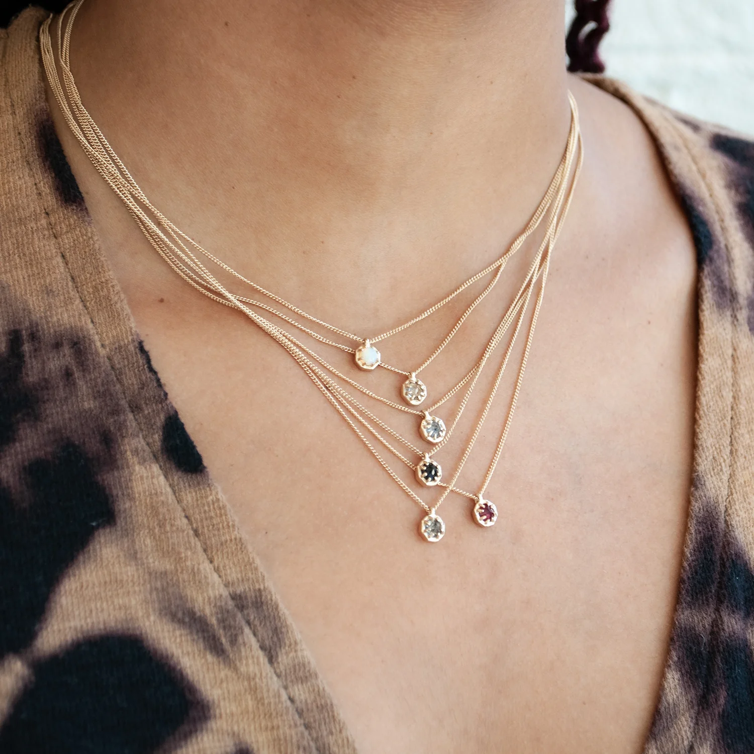 Small Ruby Octagon Necklace - Image 5