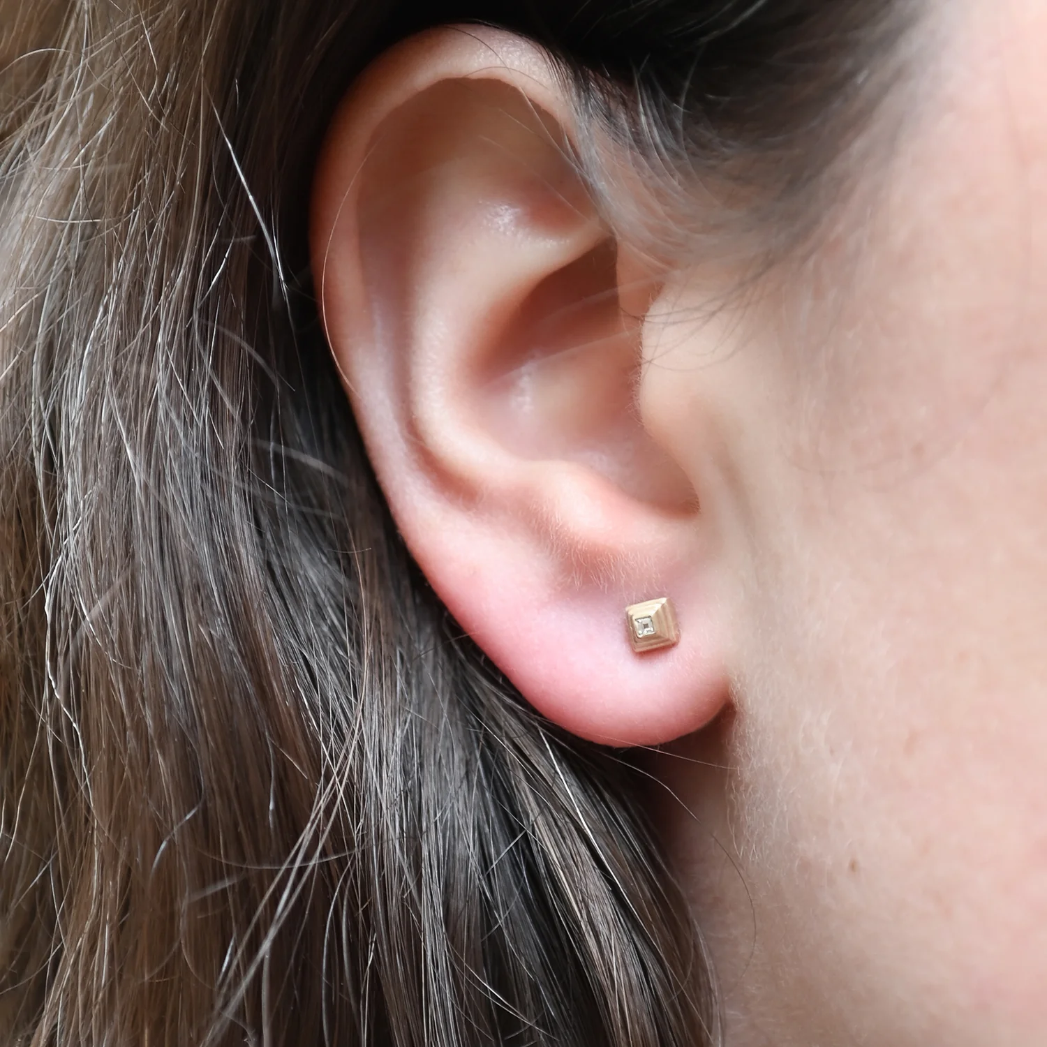 Tiny Ziggurat Diamond Studs - Image 2