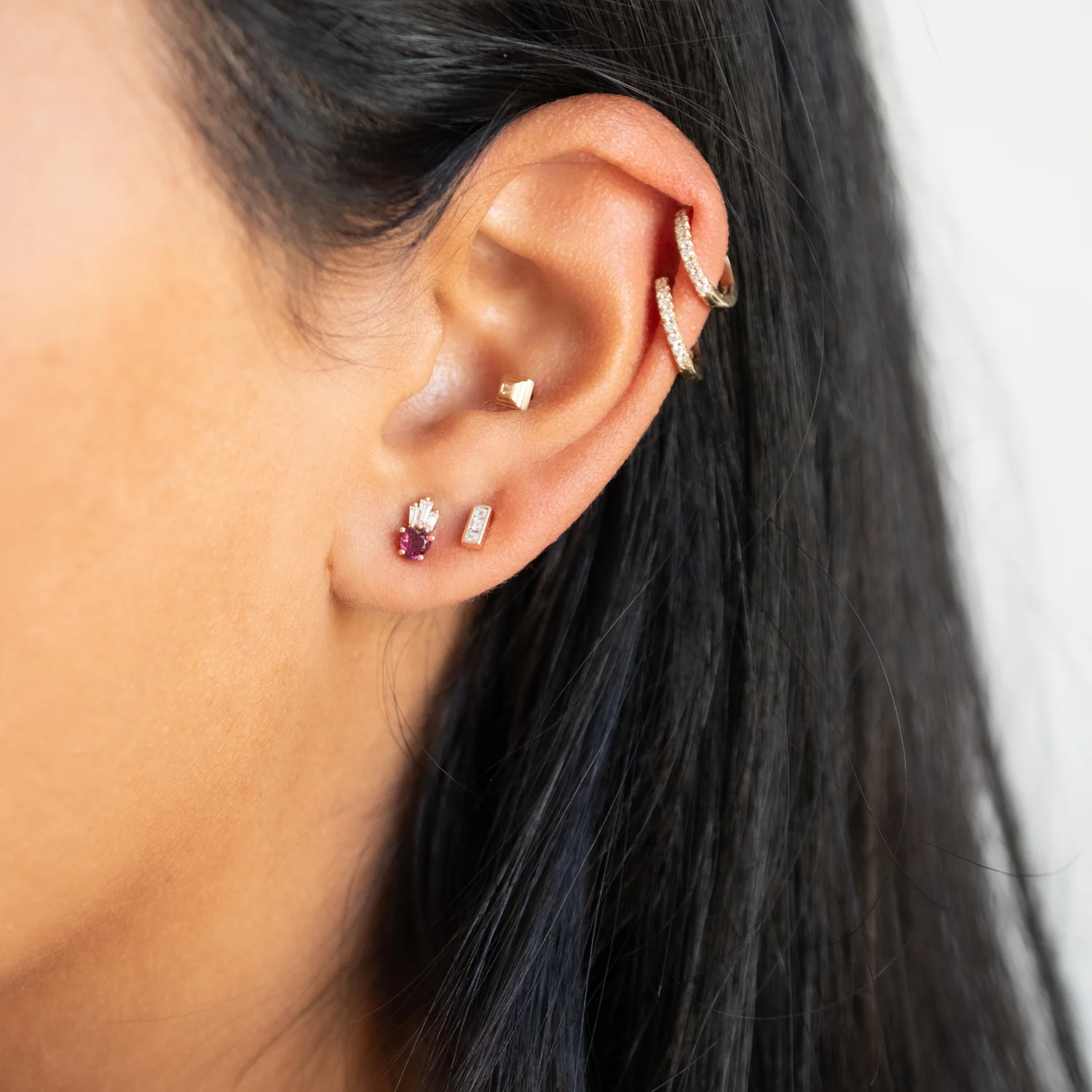 Tiny Ziggurat Diamond Studs - Image 4