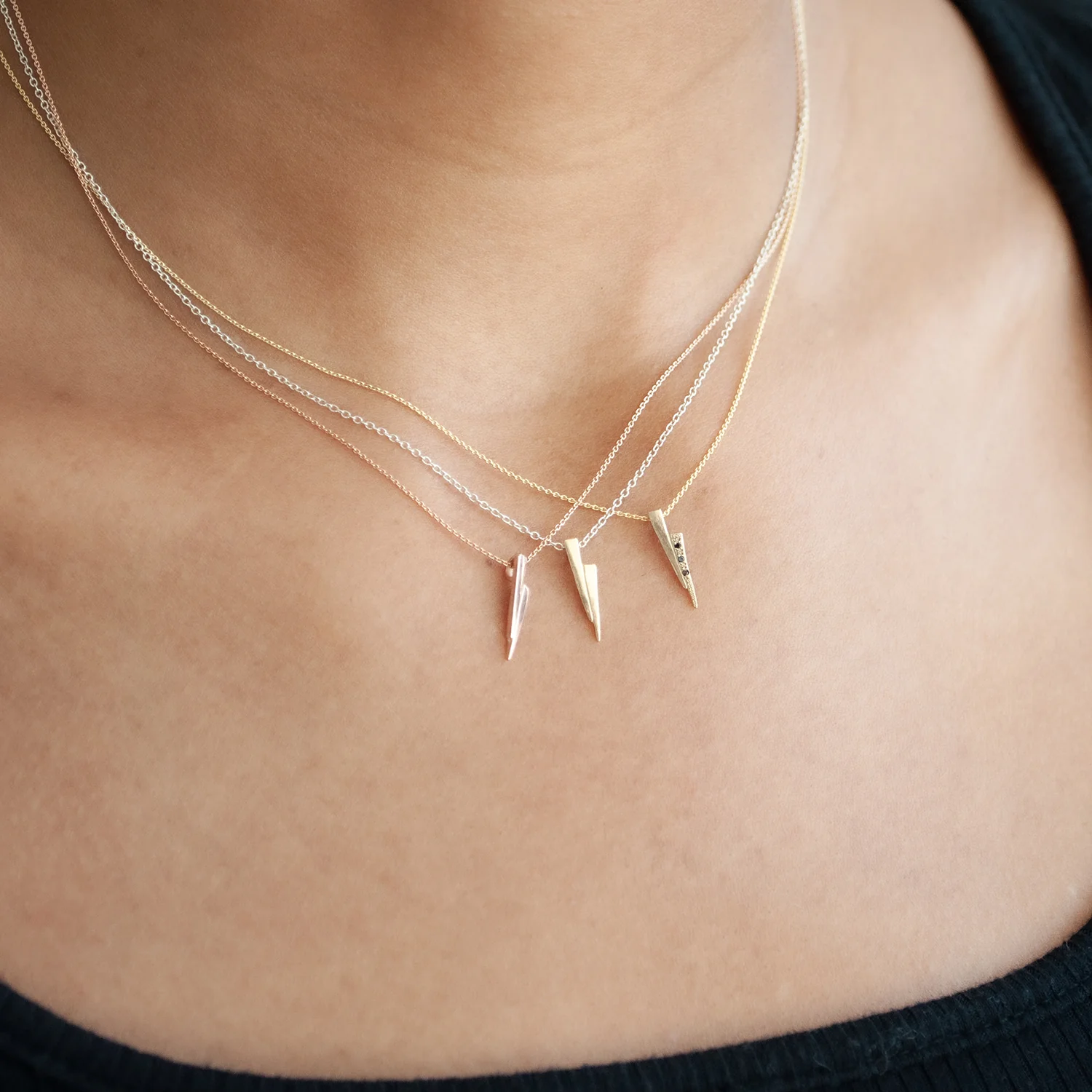Gold On Silver Razor Necklace - Image 3