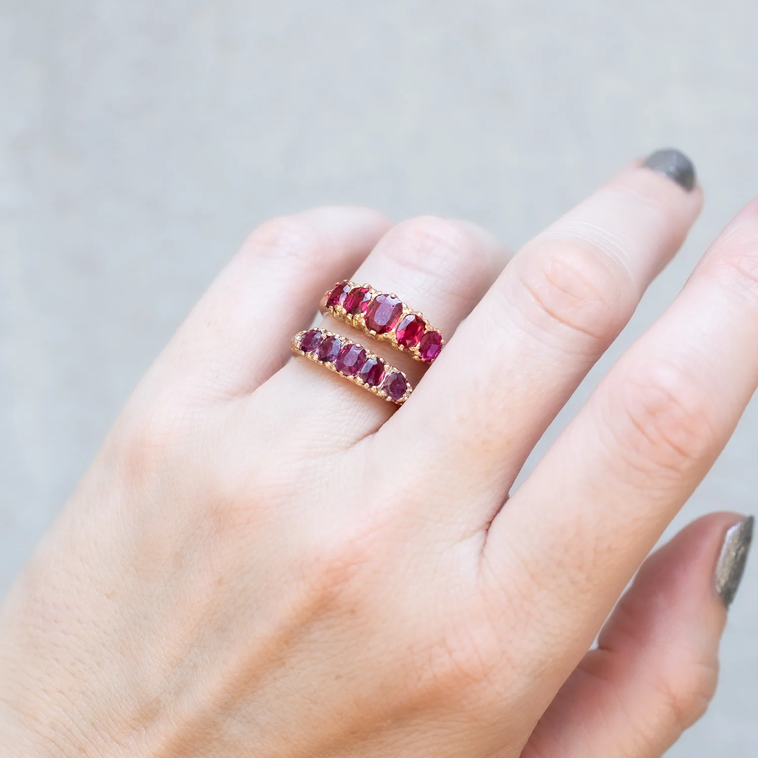 Victorian Ruby Quintet Ring - Image 2