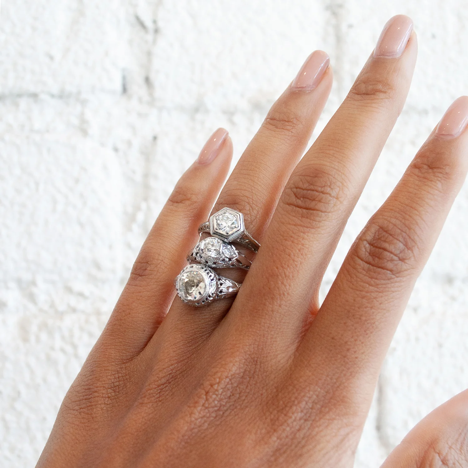 White Diamond Filigree Ring - Image 3