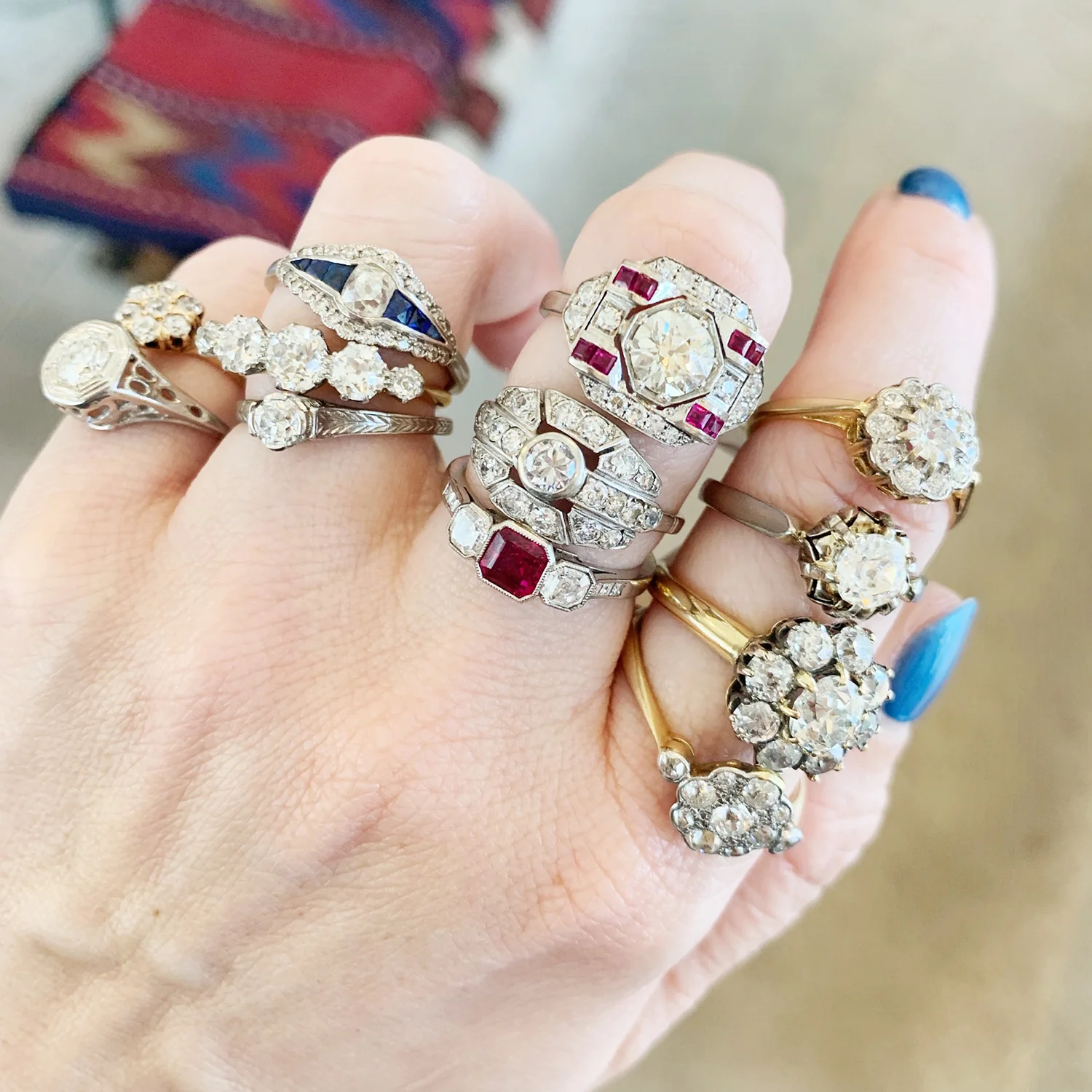 Art Deco Sapphire & Diamond Ring - Image 4