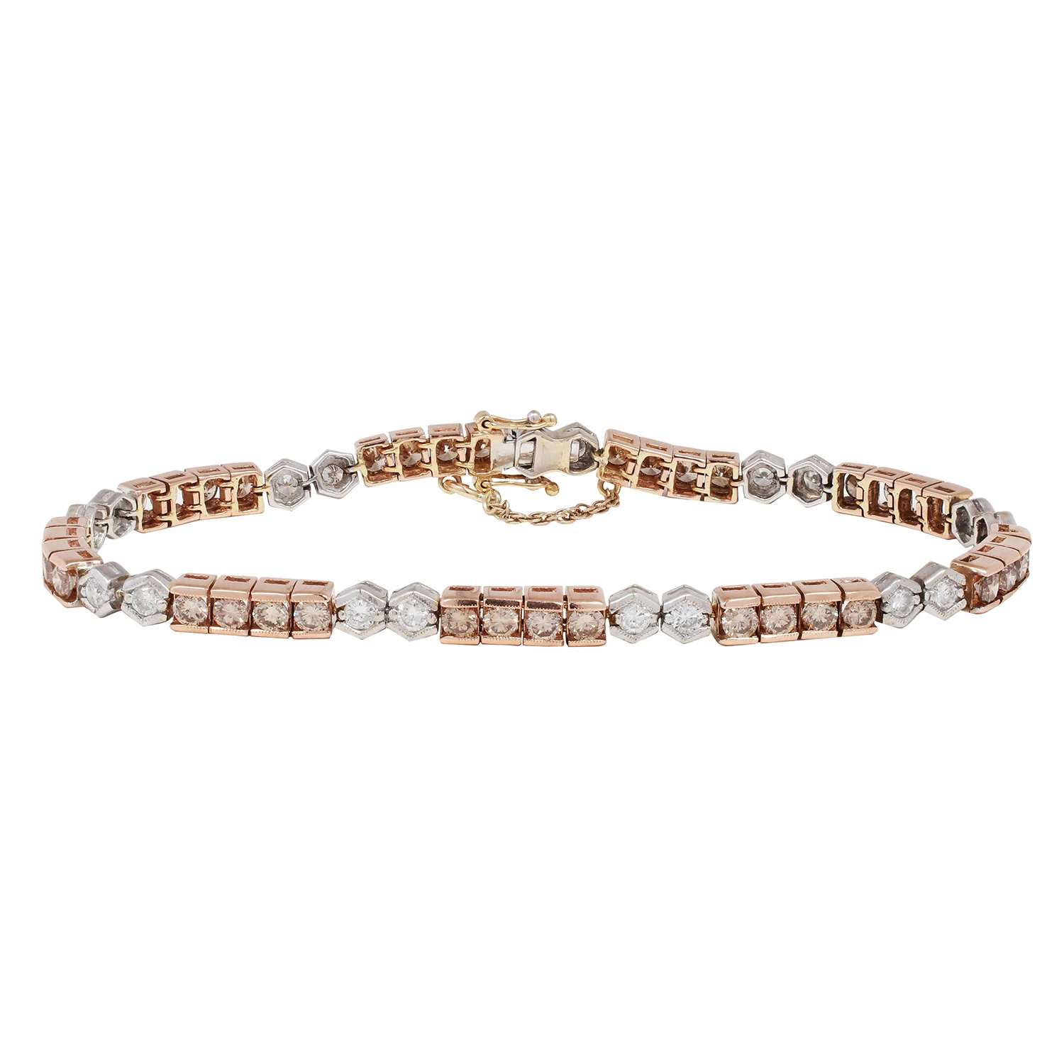 Vintage Two Toned Diamond Tennis Bracelet
