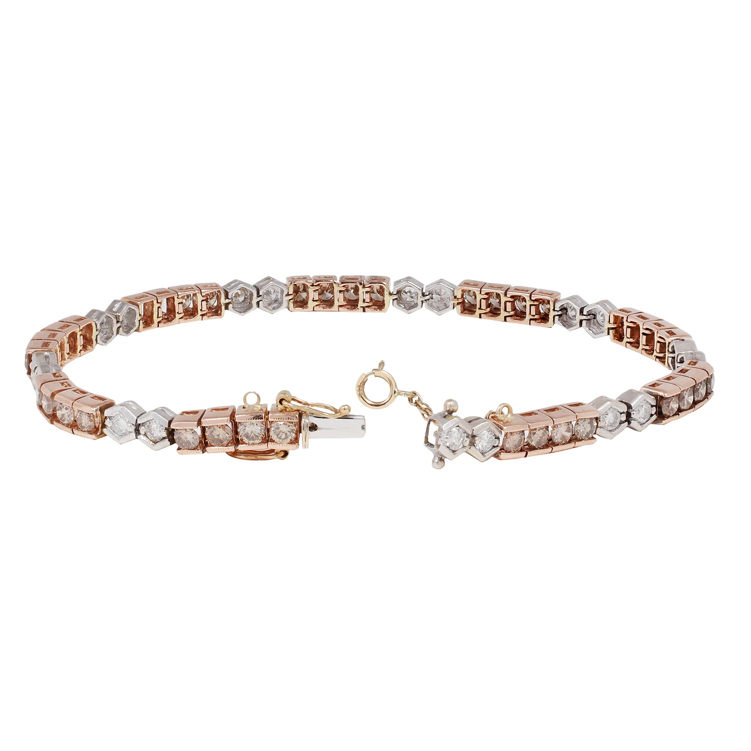 Vintage Two Toned Diamond Tennis Bracelet - Image 3