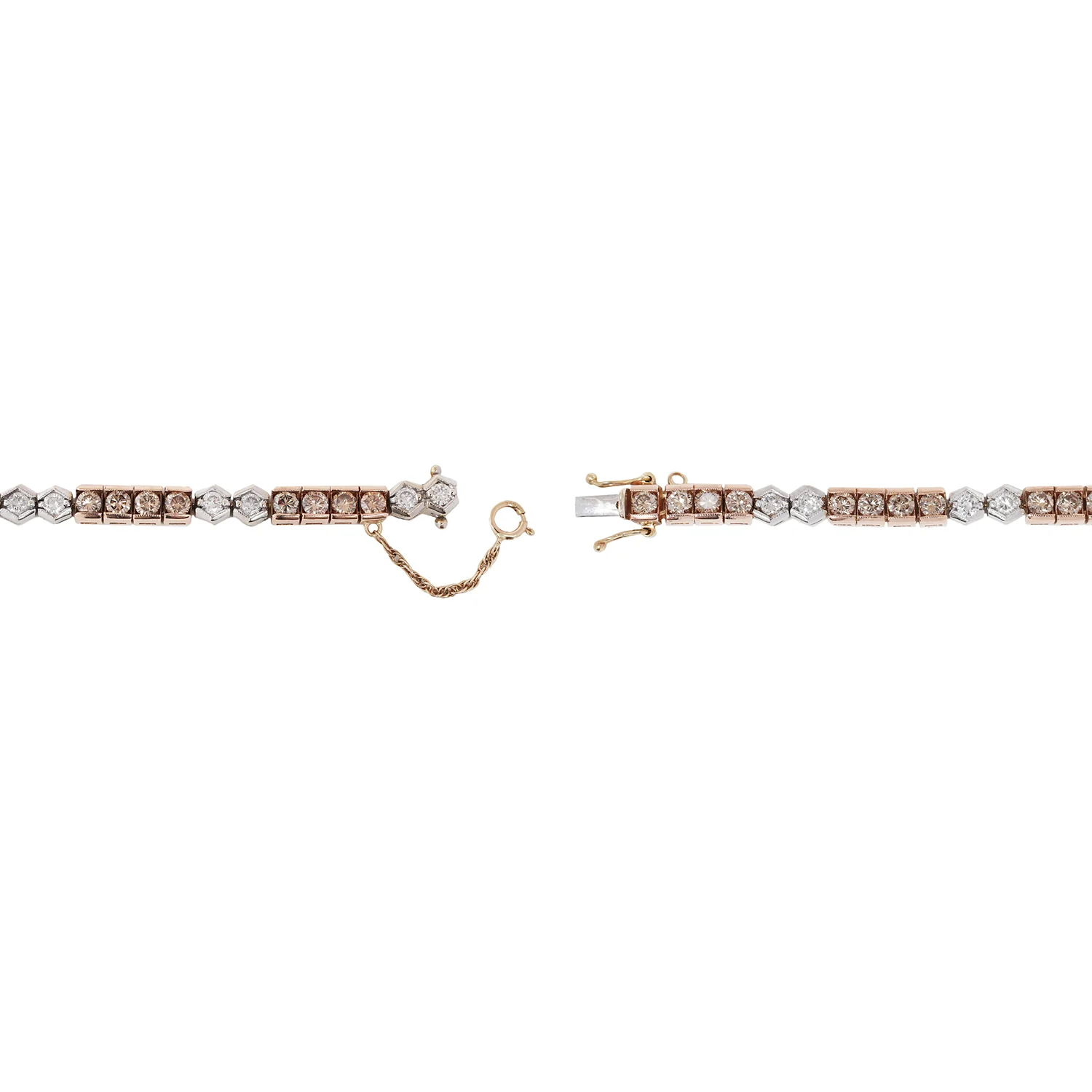 Vintage Two Toned Diamond Tennis Bracelet - Image 4