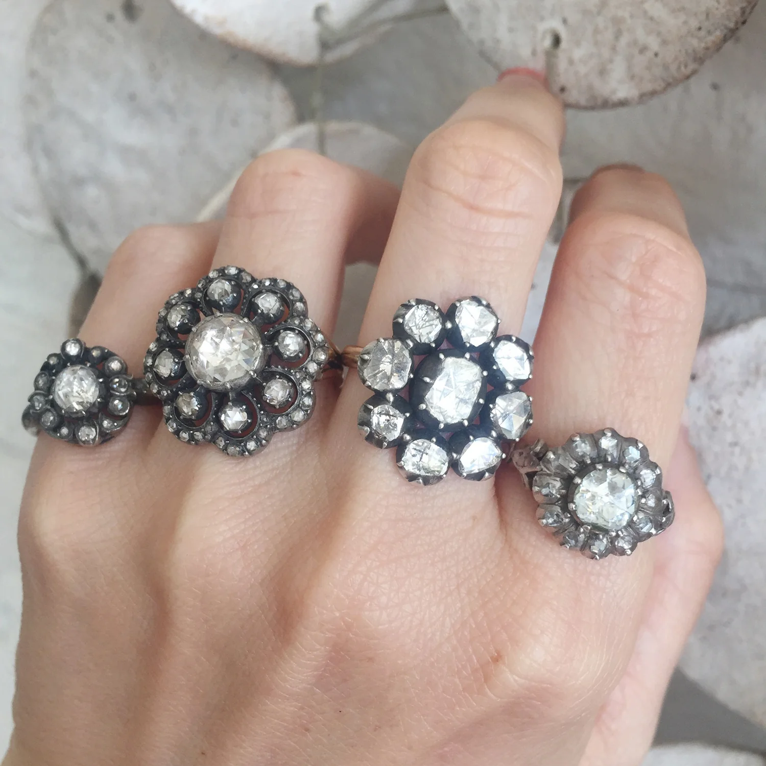 Georgian Cluster Flower Ring - Image 3
