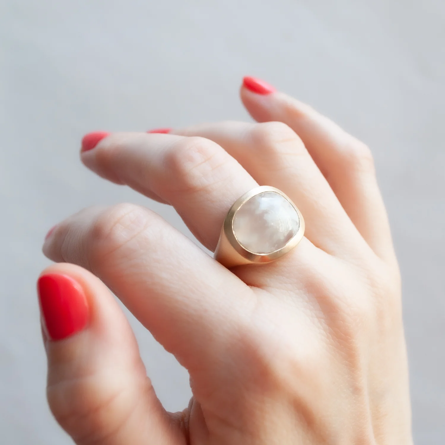 White Plume Agate Slab Ring - Image 2