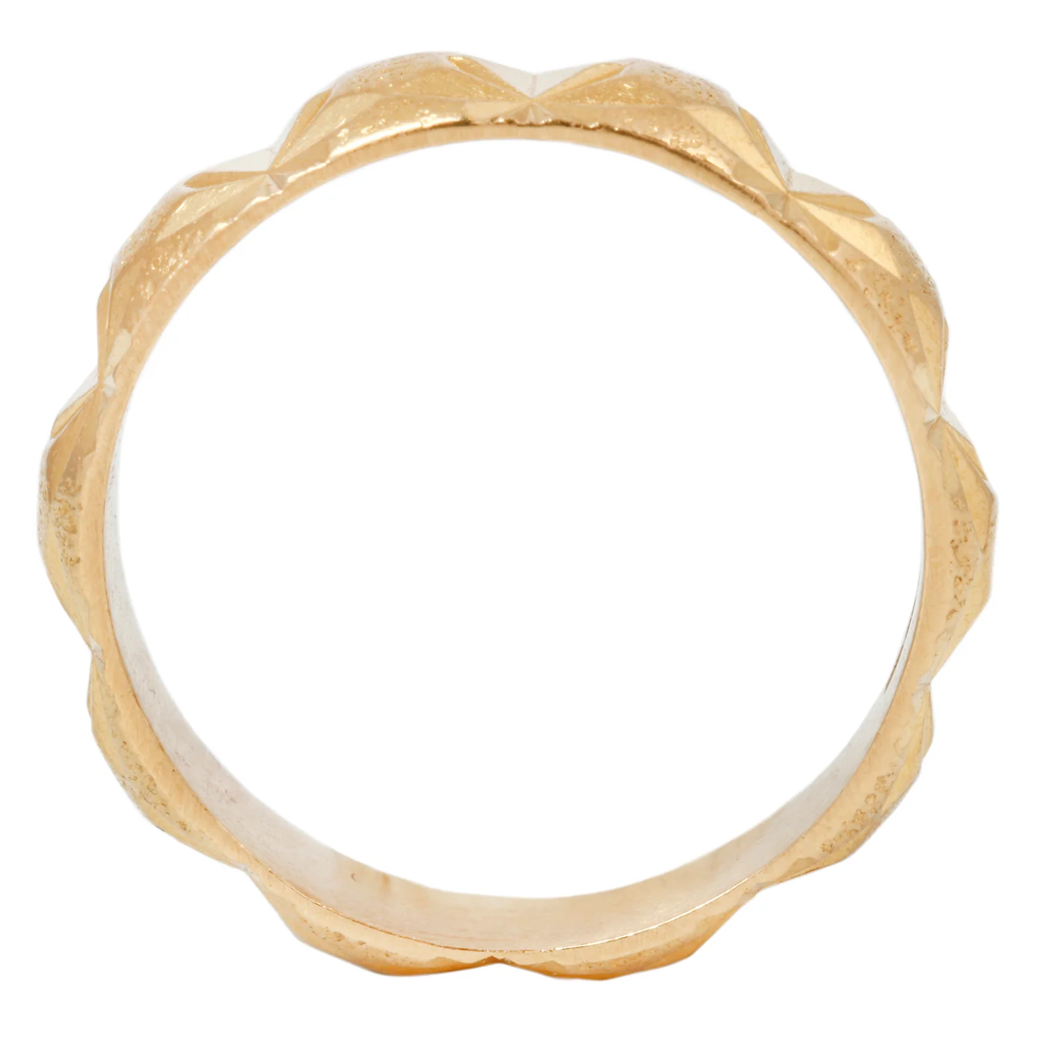 Wide Faceted Gold Band - Image 3