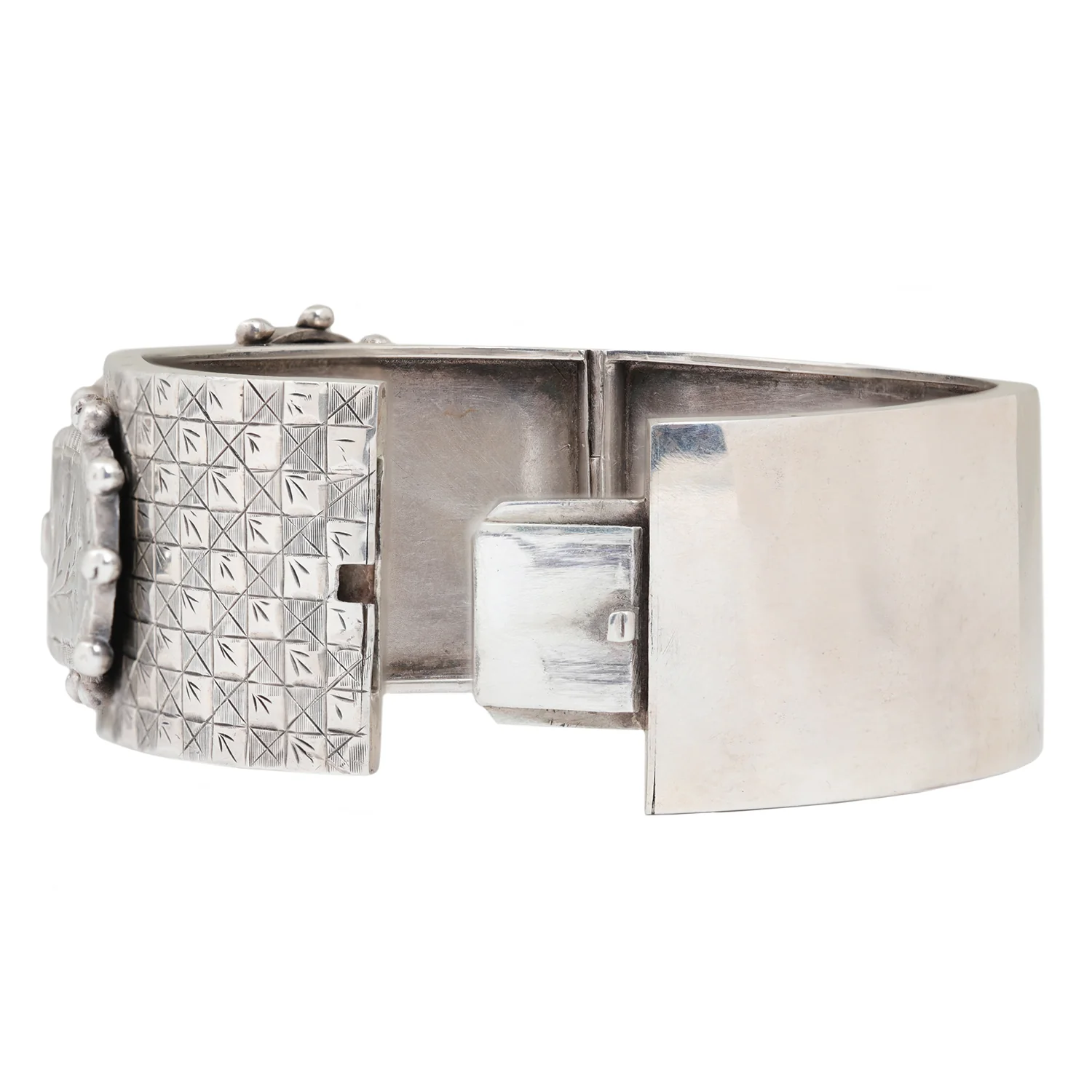 Wide Silver Belt Buckle Bangle - Image 3