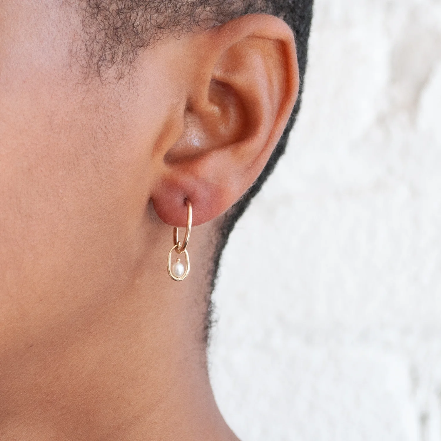 Pearl Droplet Hoops - Image 2