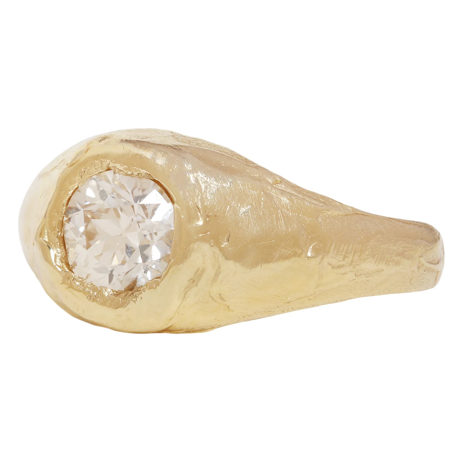 X 1ct Old Cut Diamond Signet Ring - Image 2