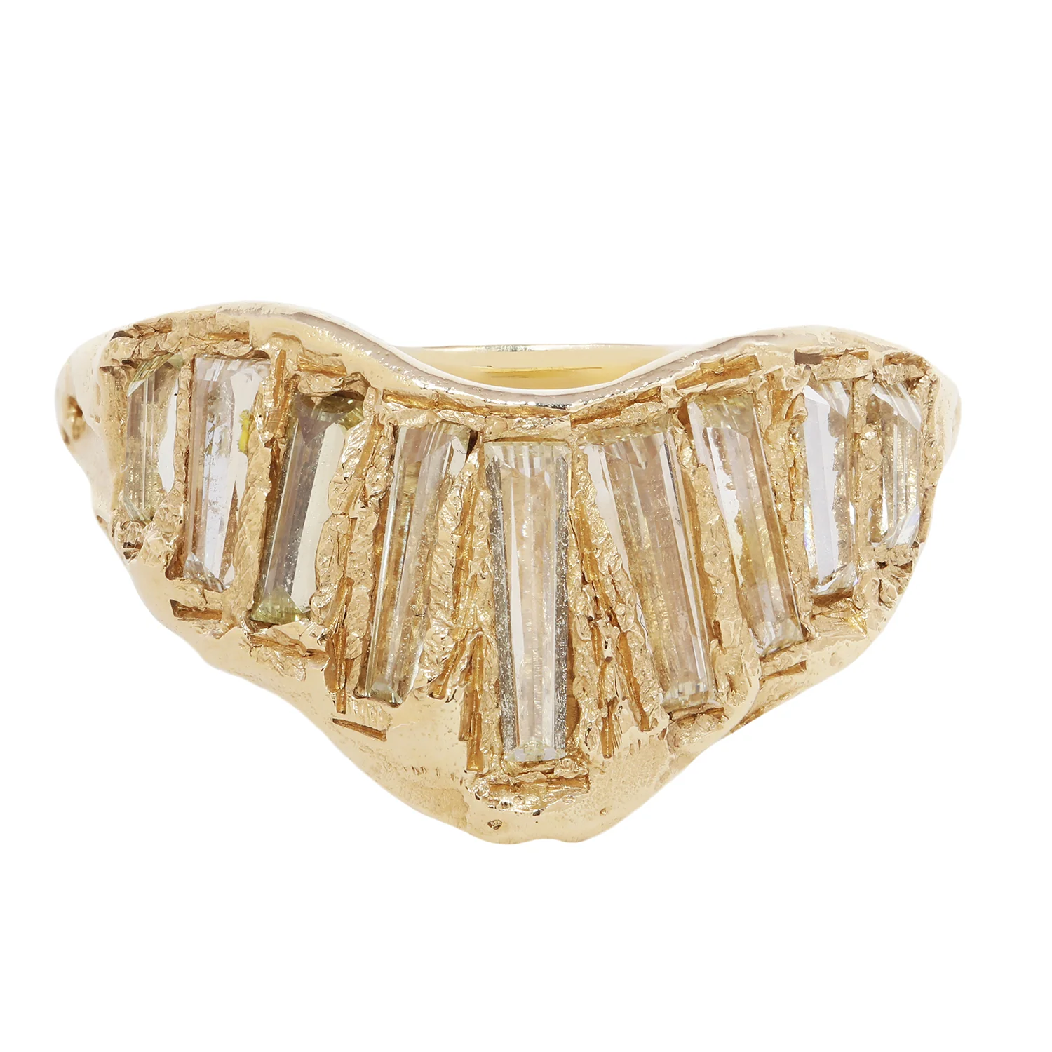 X Lemon Baguette Diamond Extra Large V Shape Scatter Ring